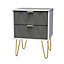 Diamond Grey & white 2 Drawer Bedside table (H)570mm (W)450mm (D)395mm