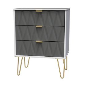 Diamond Grey & white 3 door 3 drawer Sideboard (H)740mm (W)575mm