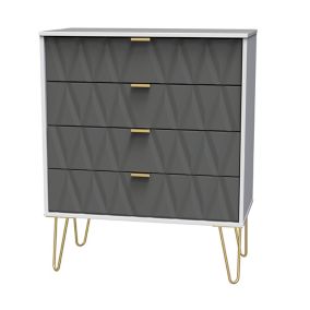 Diamond Grey & white 4 Drawer Chest of drawers (H)910mm (W)765mm (D)395mm