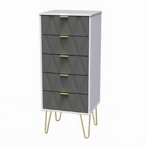 Diamond Grey & white 5 Drawer Chest of drawers (H)1075mm (W)395mm (D)415mm