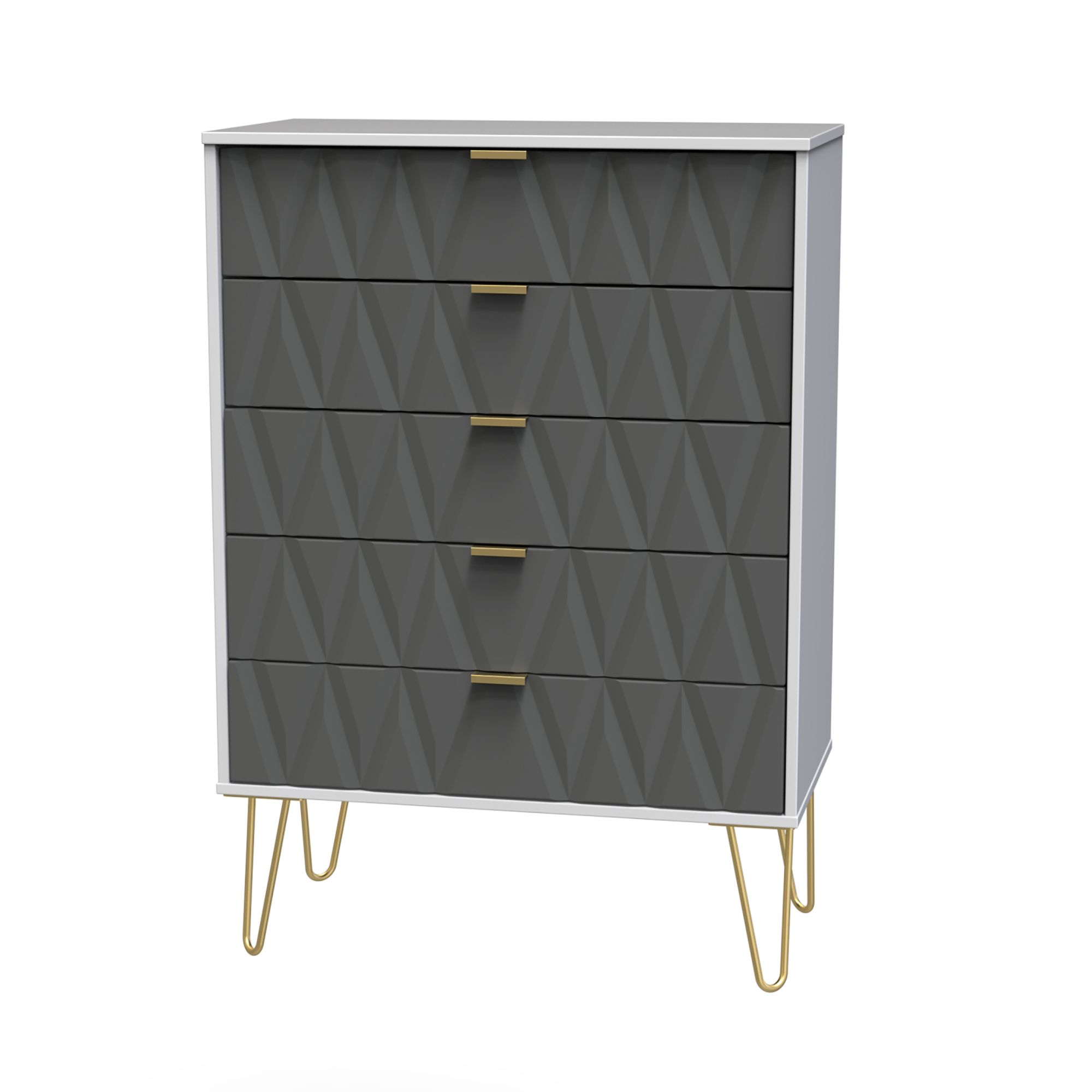 Diamond Grey & white 5 Drawer Chest of drawers (H)1075mm (W)765mm (D)415mm