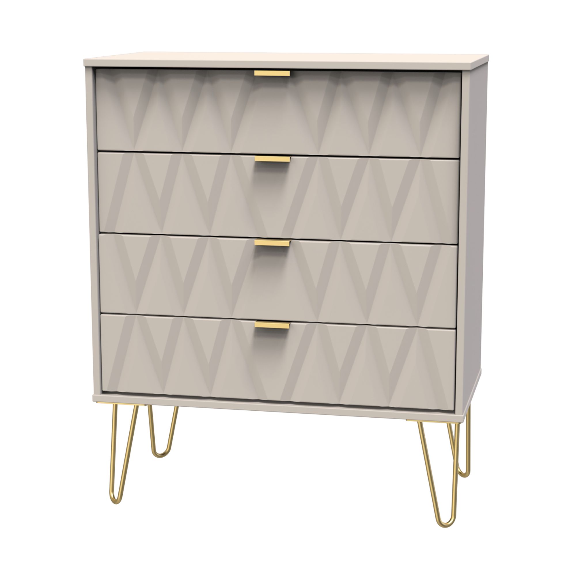 Diamond Matt cashmere 4 Drawer Chest of drawers (H)910mm (W)765mm (D)395mm