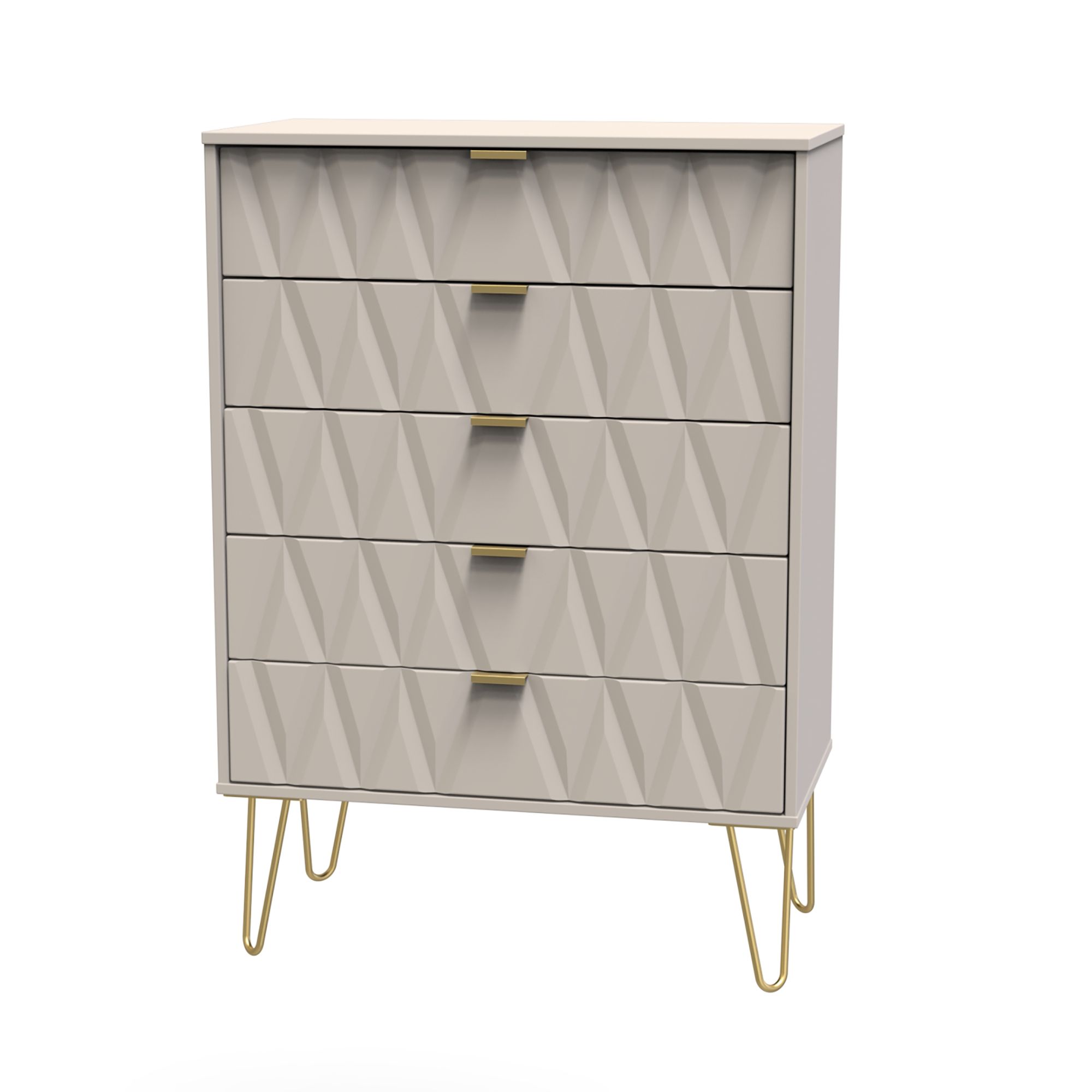 Diamond Matt cashmere 5 Drawer Chest of drawers (H)1075mm (W)765mm (D)415mm
