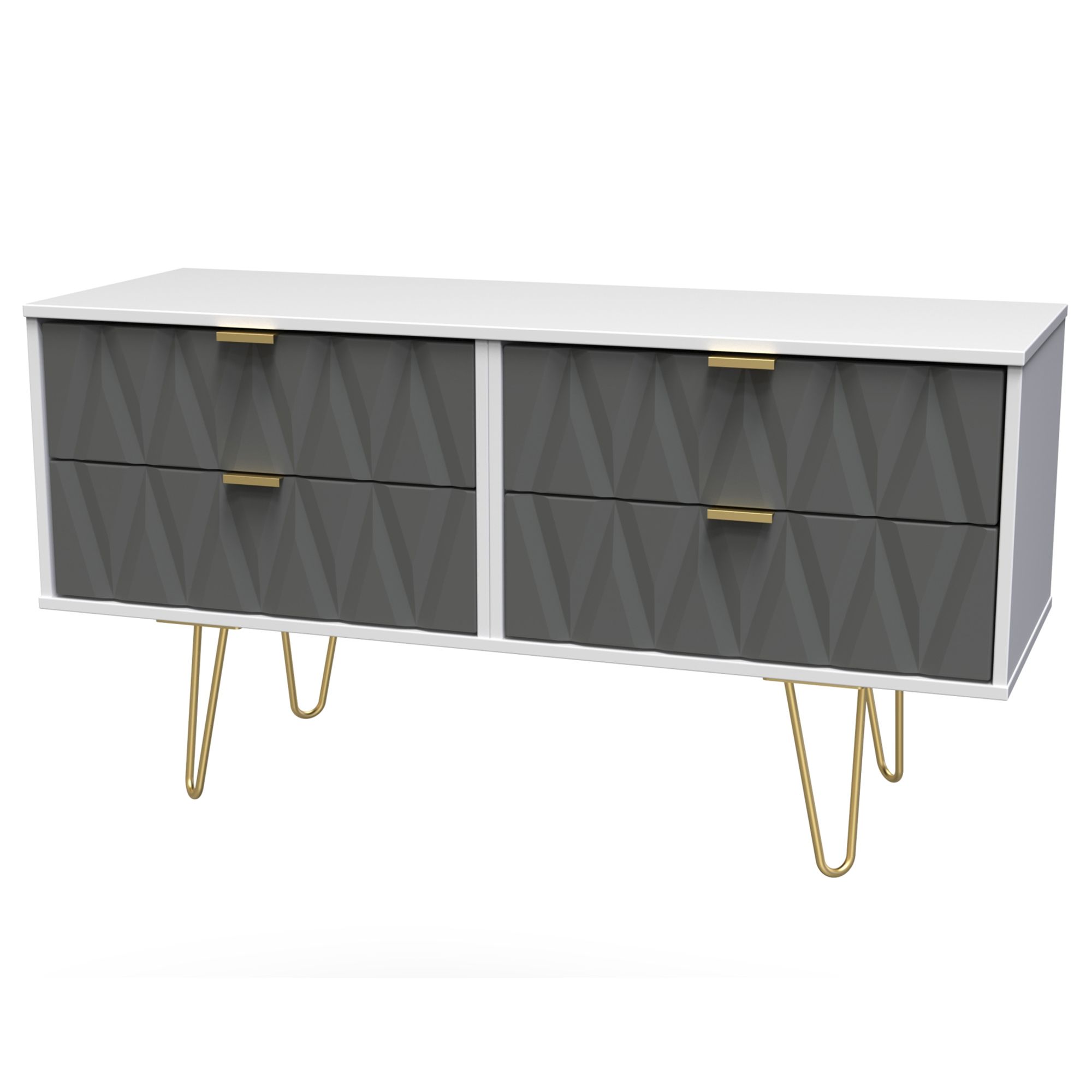 Diamond Matt grey & white 4 Drawer Bed box (H)570mm (W)1145mm (D)395mm
