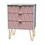 Diamond Matt pink & white 3 Drawer Side table (H)740mm (W)395mm
