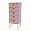 Diamond Matt pink & white 5 Drawer Chest of drawers (H)1075mm (W)395mm (D)415mm