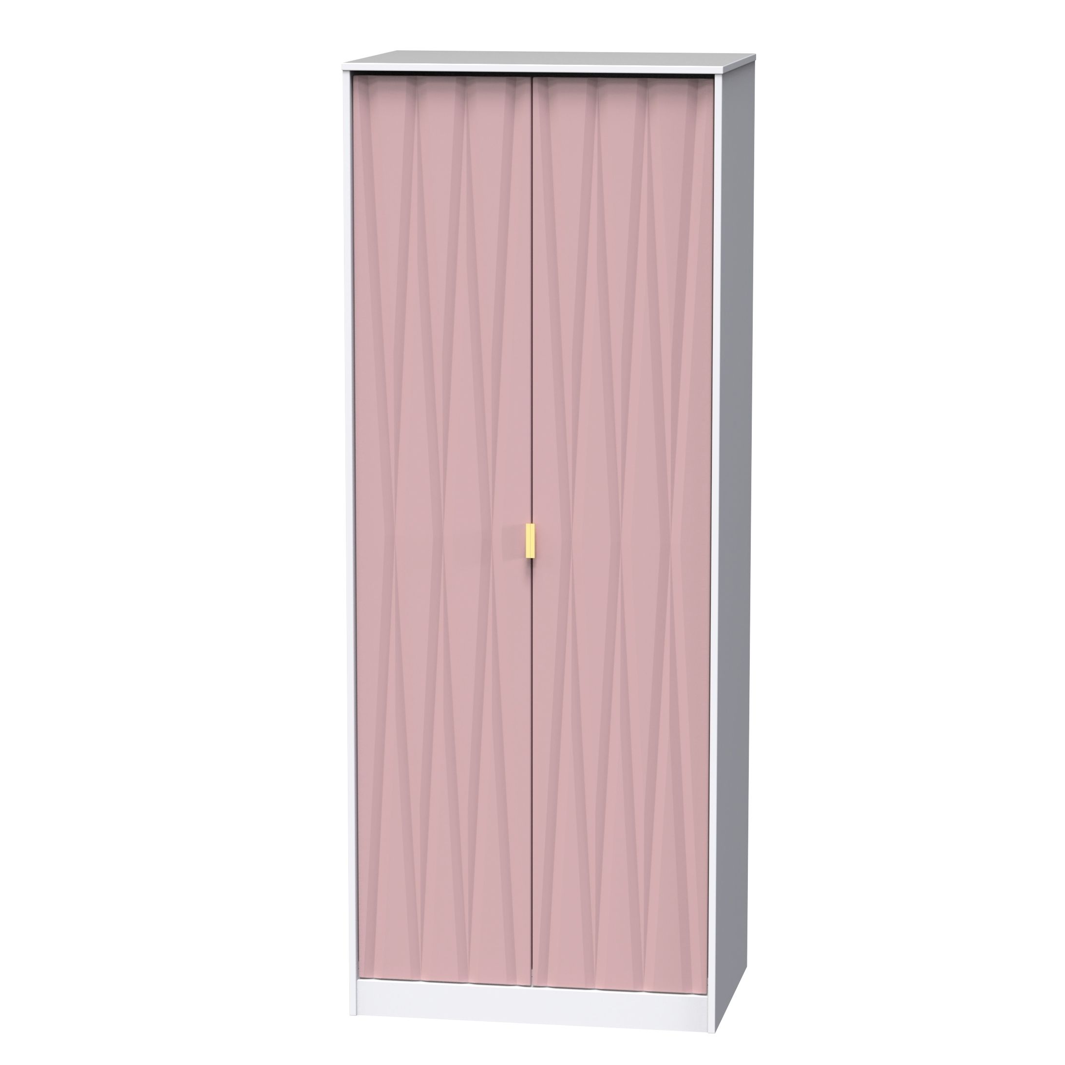 Diamond Matt Pink & white Double Wardrobe (H)1970mm (W)740mm (D)530mm