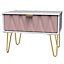 Diamond Pink & white 1 Drawer Side table (H)410mm (W)395mm