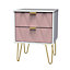 Diamond Pink & white 2 Drawer Bedside table (H)570mm (W)450mm (D)395mm