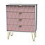 Diamond Pink & white 4 Drawer Chest of drawers (H)910mm (W)765mm (D)395mm