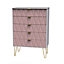 Diamond Pink & white 5 Drawer Chest of drawers (H)1075mm (W)765mm (D)415mm