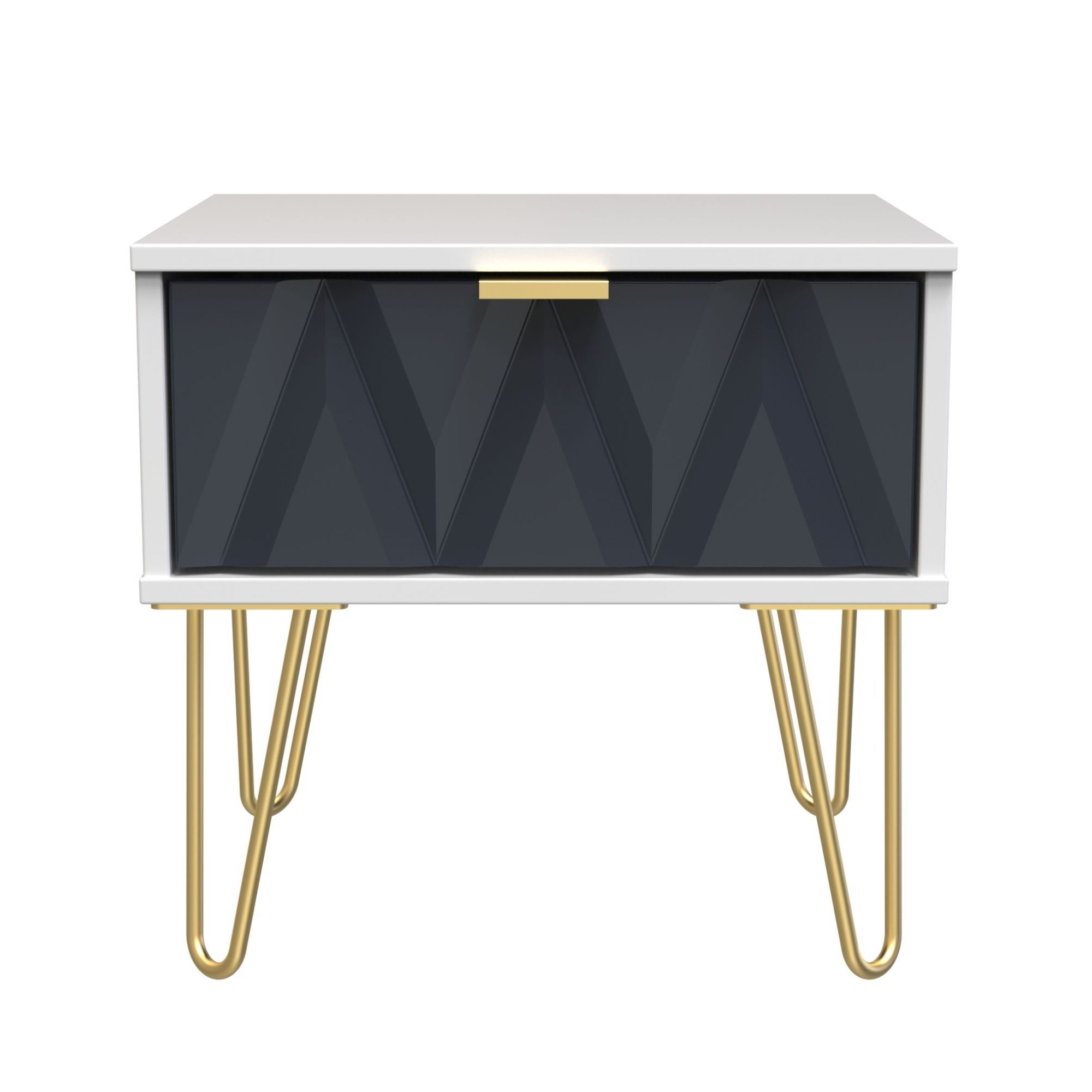 Diamond Ready assembled Matt indigo & white 1 Drawer Bedside chest (H)410mm (W)450mm (D)395mm