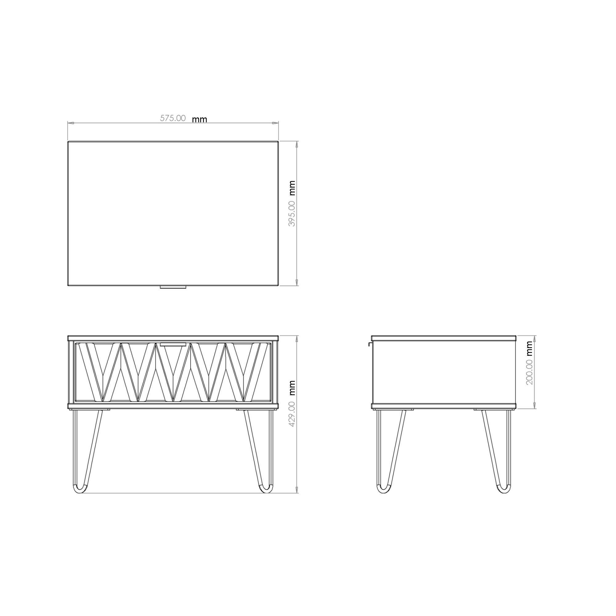 Diamond Ready assembled Matt indigo & white 1 Drawer Small Side table (H)410mm (W)575mm (D)395mm