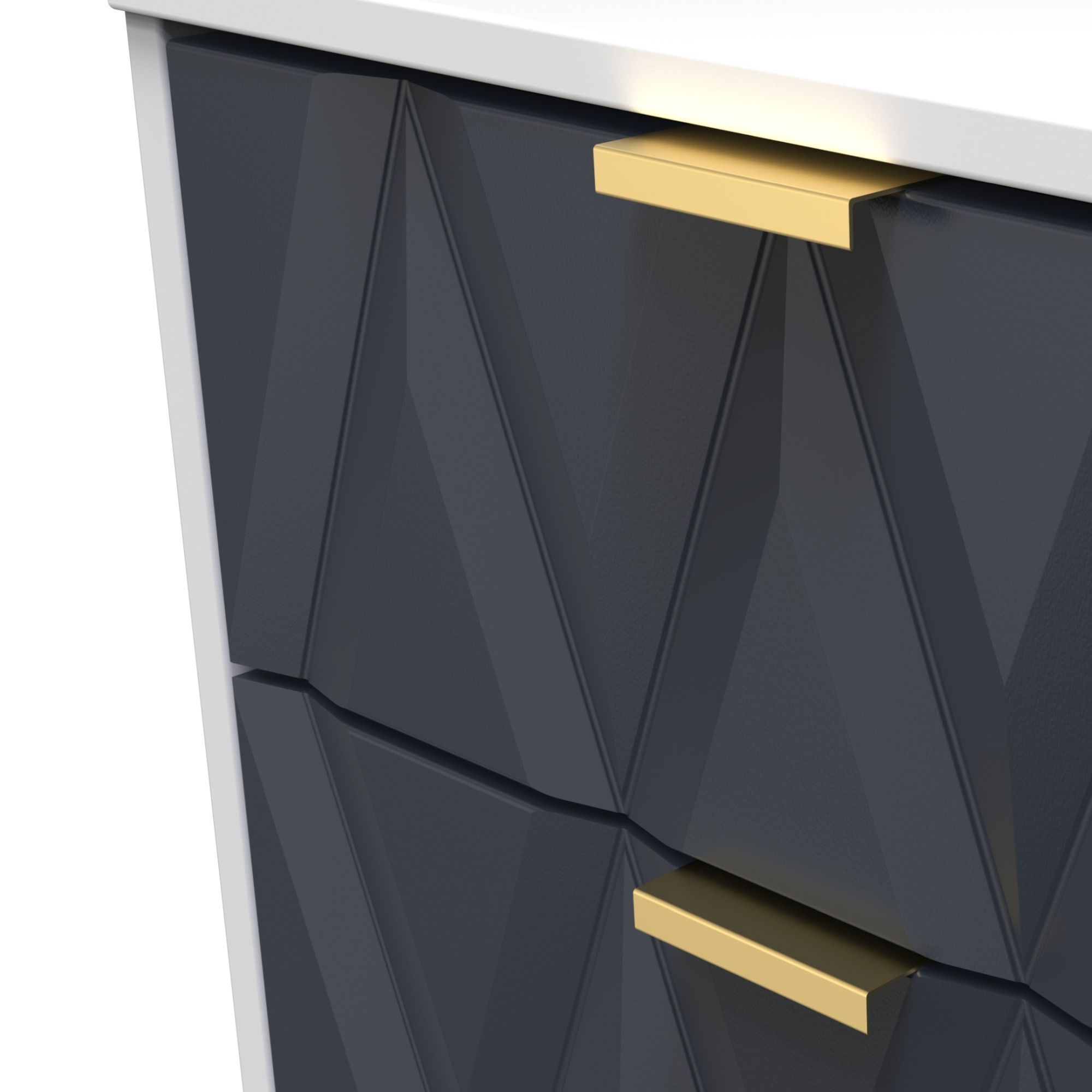 Diamond Ready assembled Matt indigo & white 5 Drawer Bedside chest (H)1075mm (W)395mm (D)415mm