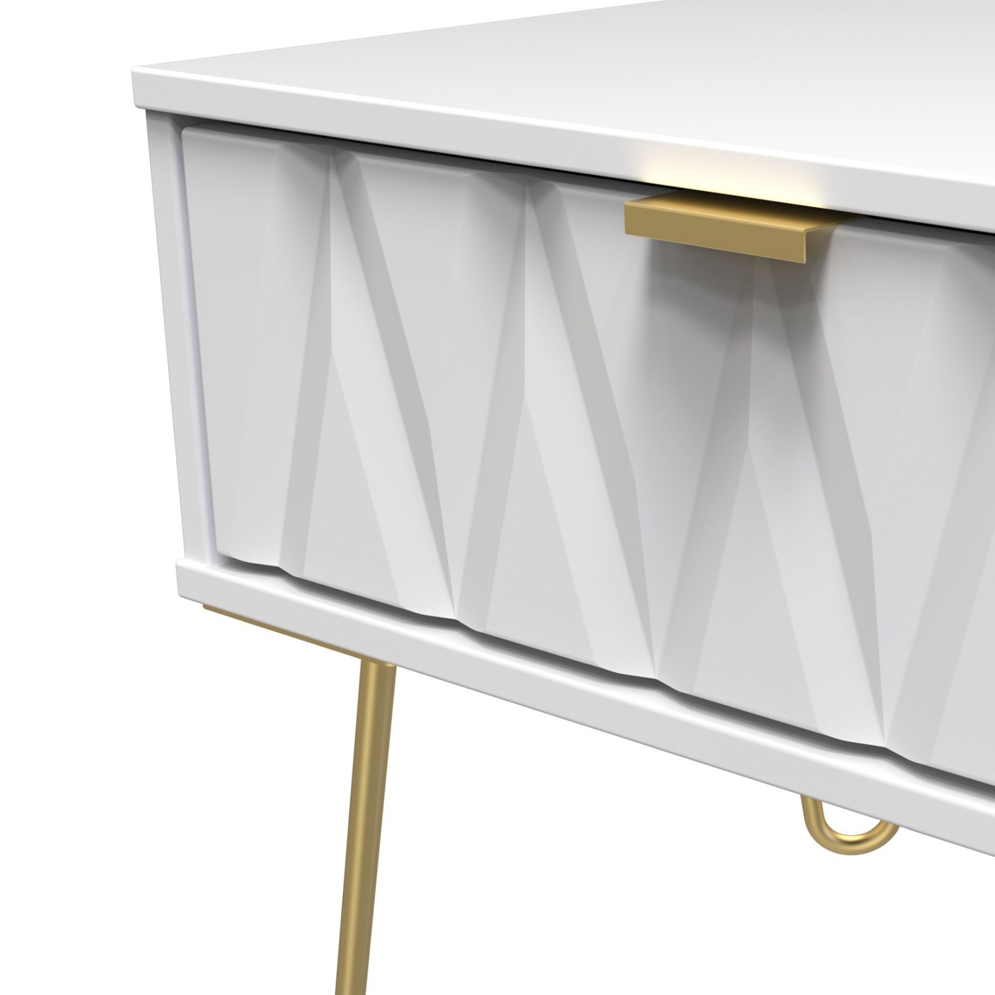 Diamond Ready assembled Matt white 1 Drawer Small Side table (H)410mm (W)575mm (D)395mm