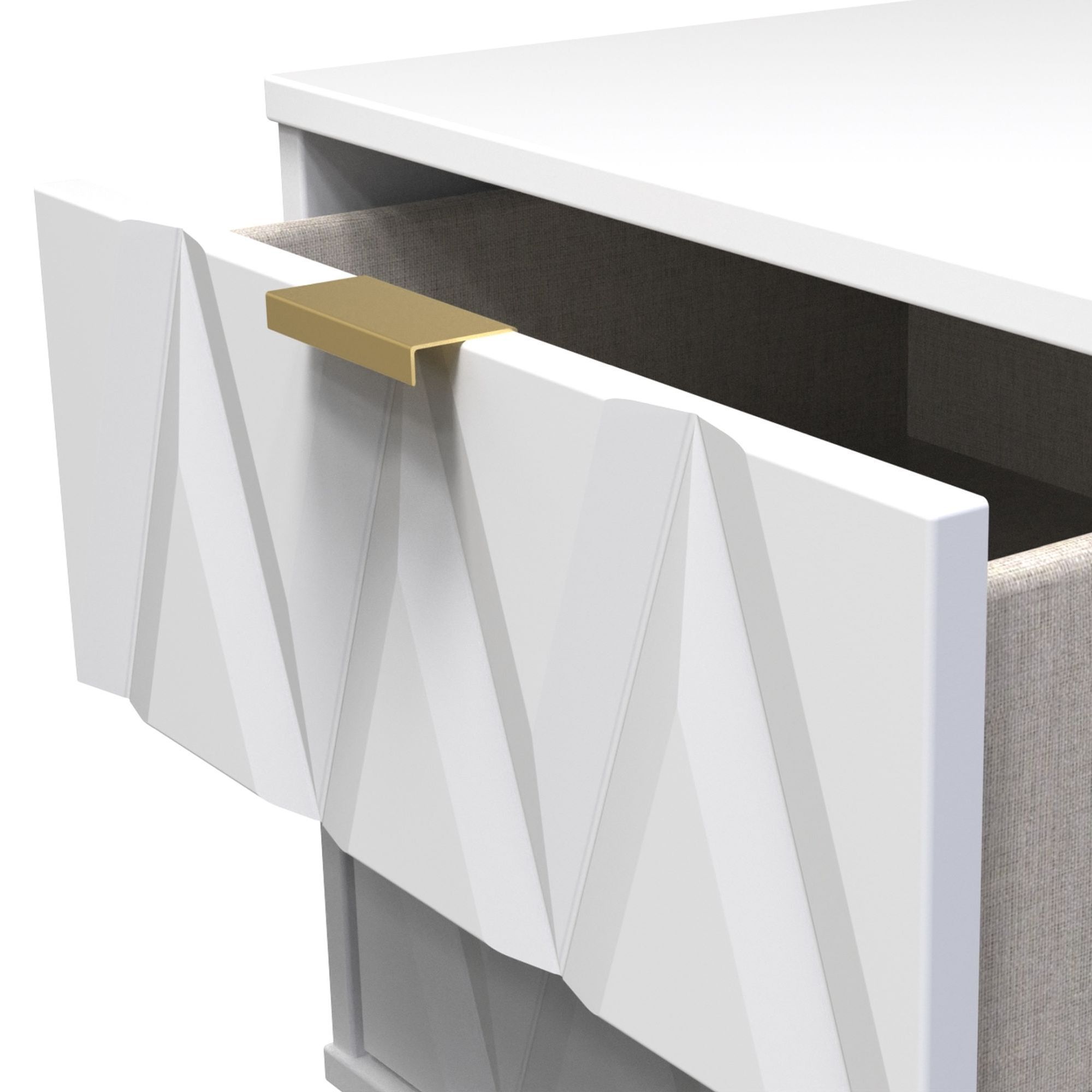 Diamond Ready assembled Matt white 2 Drawer Bedside chest (H)505mm (W)395mm (D)415mm