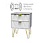 Diamond Ready assembled Matt white 2 Drawer Smart Bedside chest (H)505mm (W)395mm (D)415mm