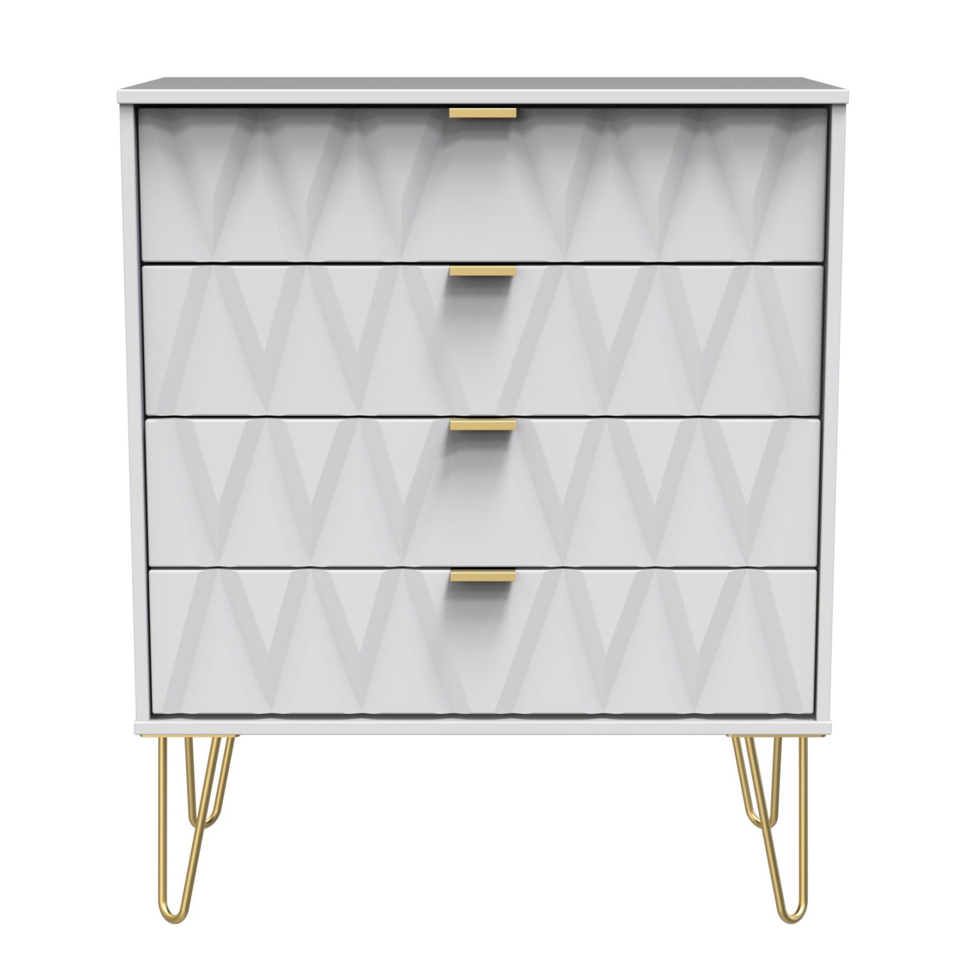 Diamond Ready assembled Matt white 4 Drawer Chest of drawers (H)885mm (W)765mm (D)415mm