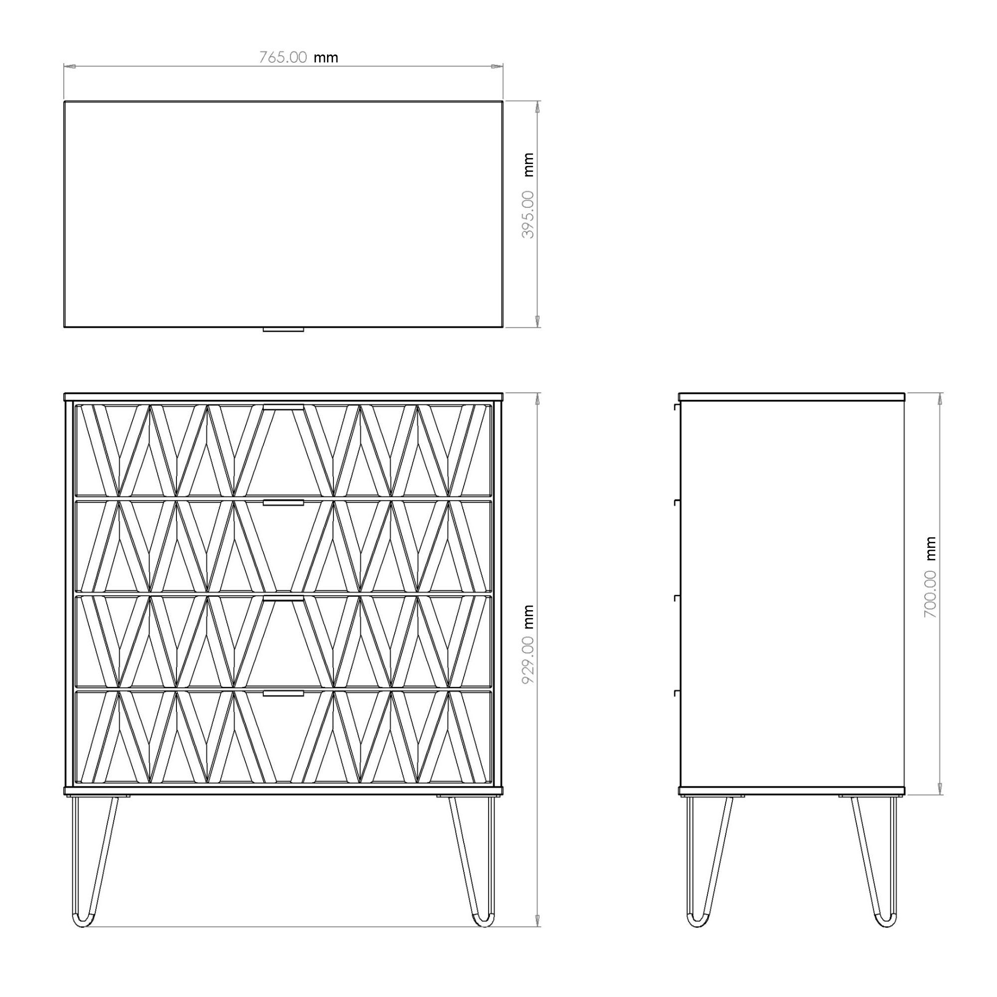 Diamond Ready assembled Matt white 4 Drawer Chest of drawers (H)885mm (W)765mm (D)415mm