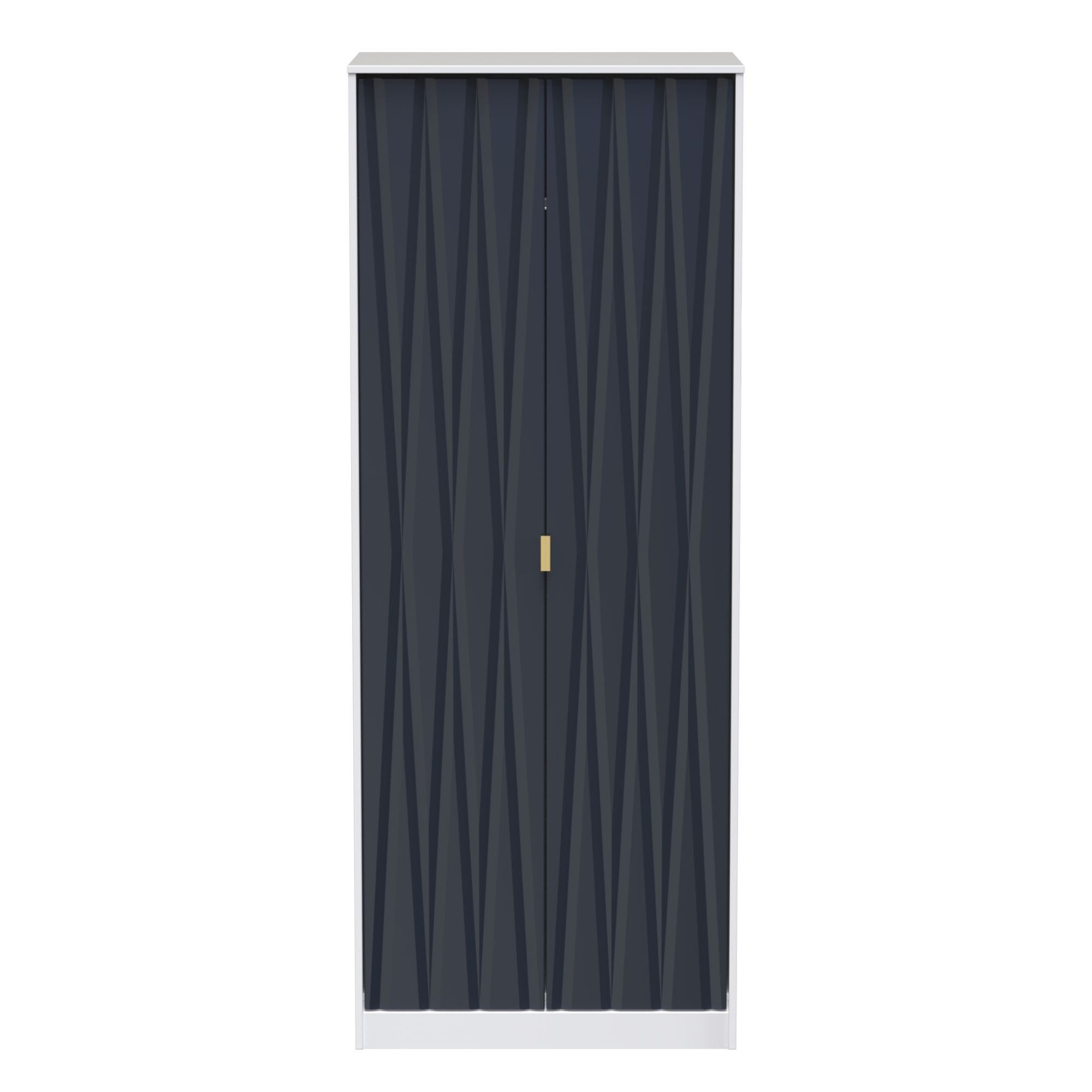 Diamond Ready assembled Modern Matt indigo & white Tall Double Wardrobe (H)1970mm (W)740mm (D)530mm