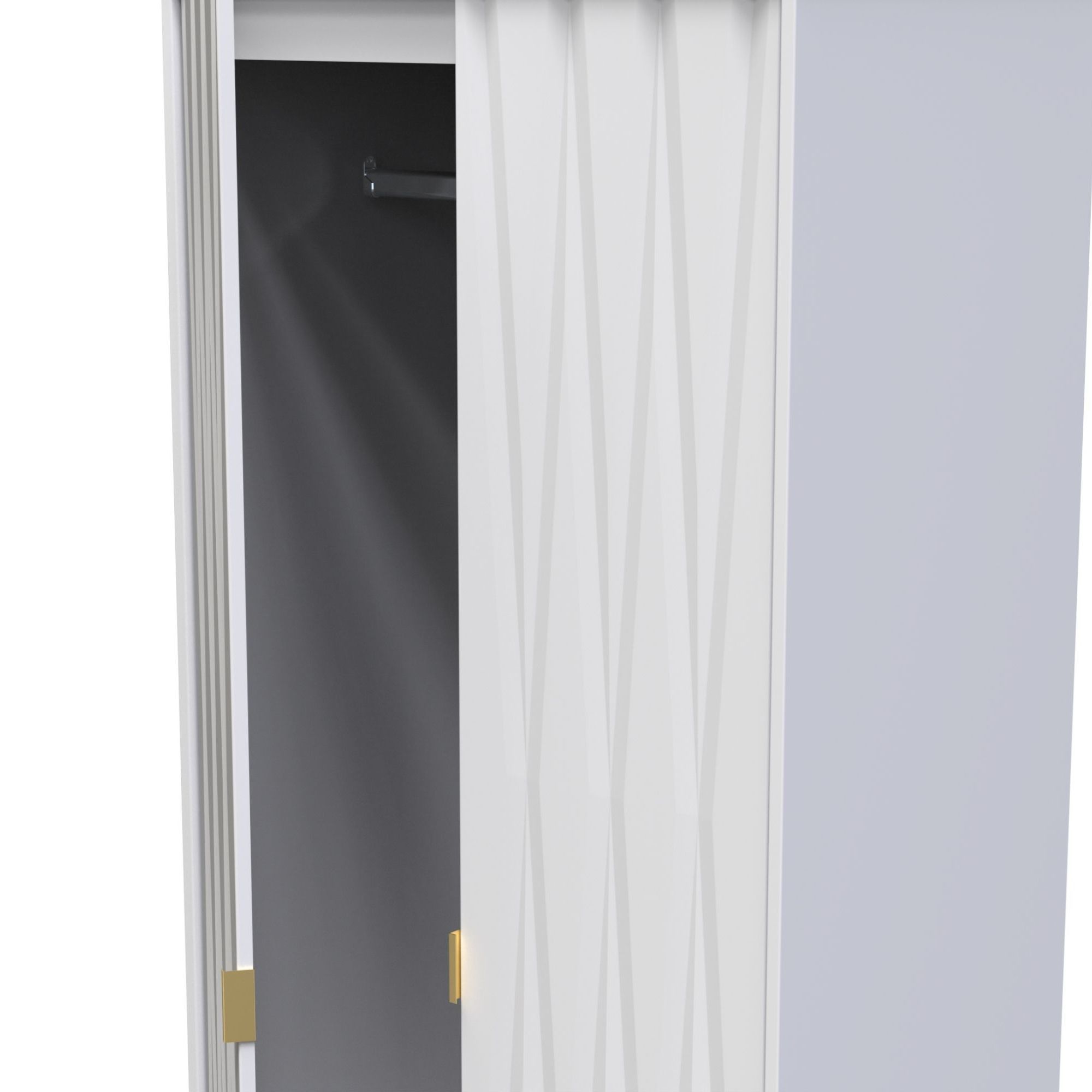 Diamond Ready assembled Modern Matt white 2 Drawer Tall Double Wardrobe (H)1970mm (W)740mm (D)530mm