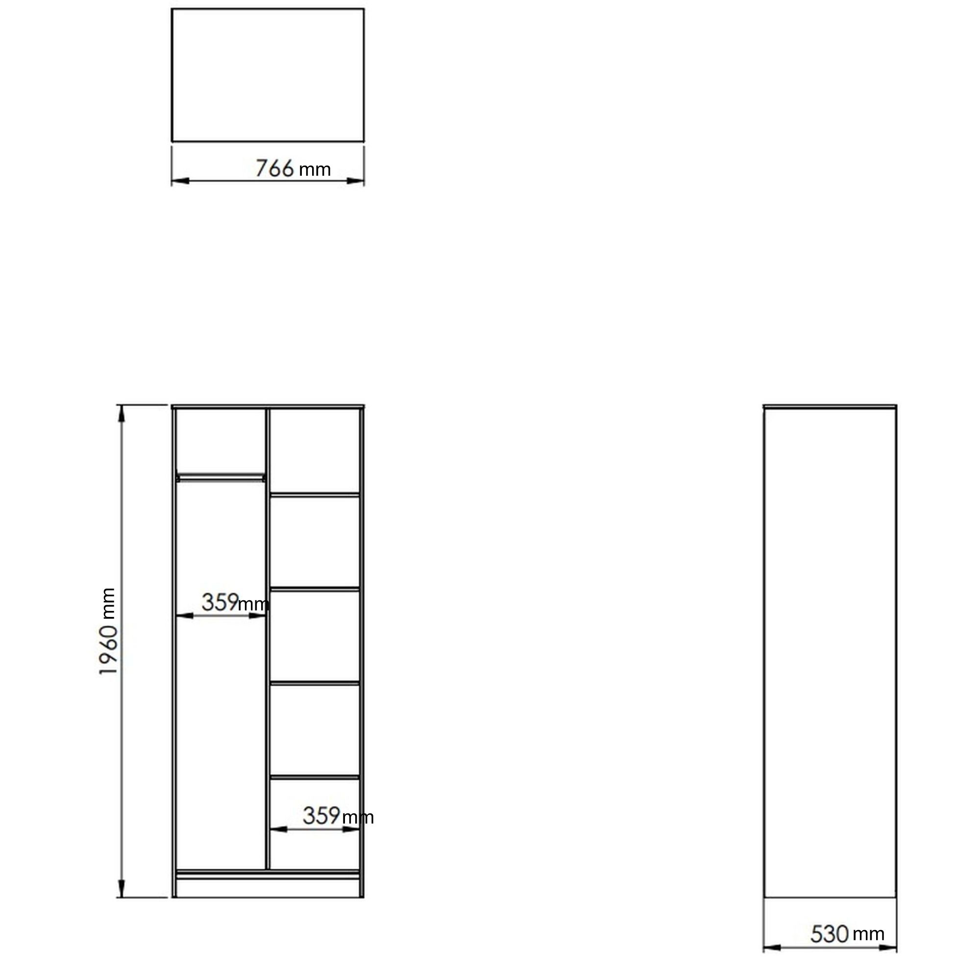 Diamond Ready assembled Modern Matt white Tall Open Double Wardrobe (H)1970mm (W)740mm (D)530mm