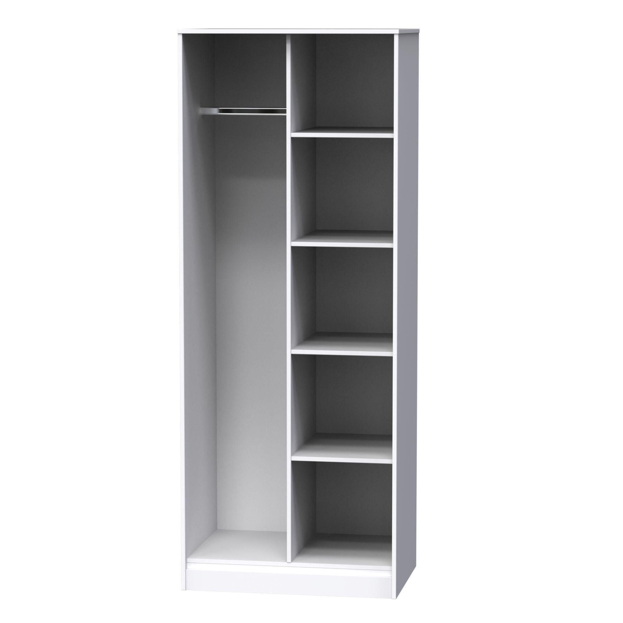 Diamond Ready assembled Modern Matt white Tall Open Double Wardrobe (H)1970mm (W)740mm (D)530mm