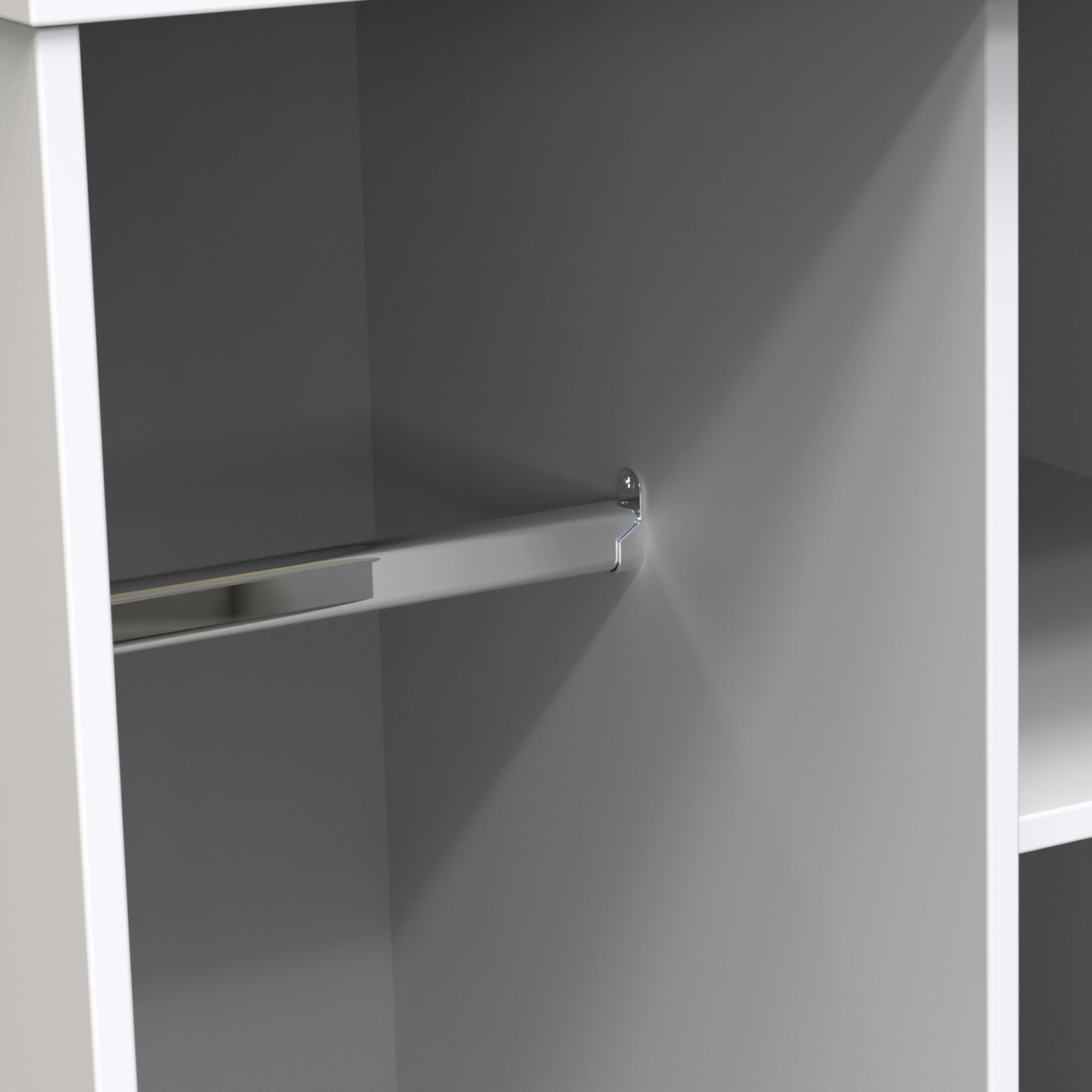 Diamond Ready assembled Modern Matt white Tall Open Double Wardrobe (H)1970mm (W)740mm (D)530mm
