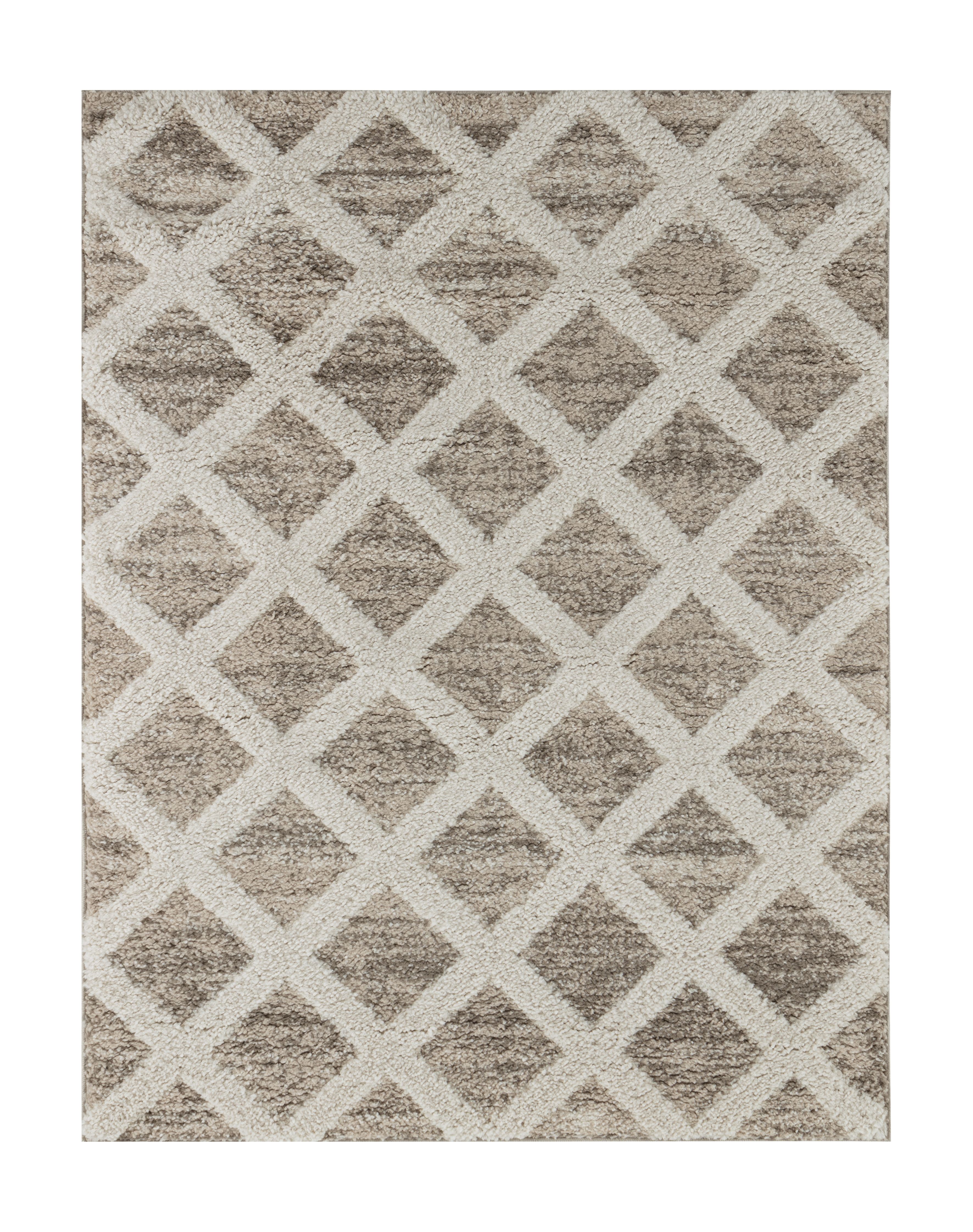 Diamond Shaggy Natural Woven effect Medium Rug, (L)170cm x (W)120cm