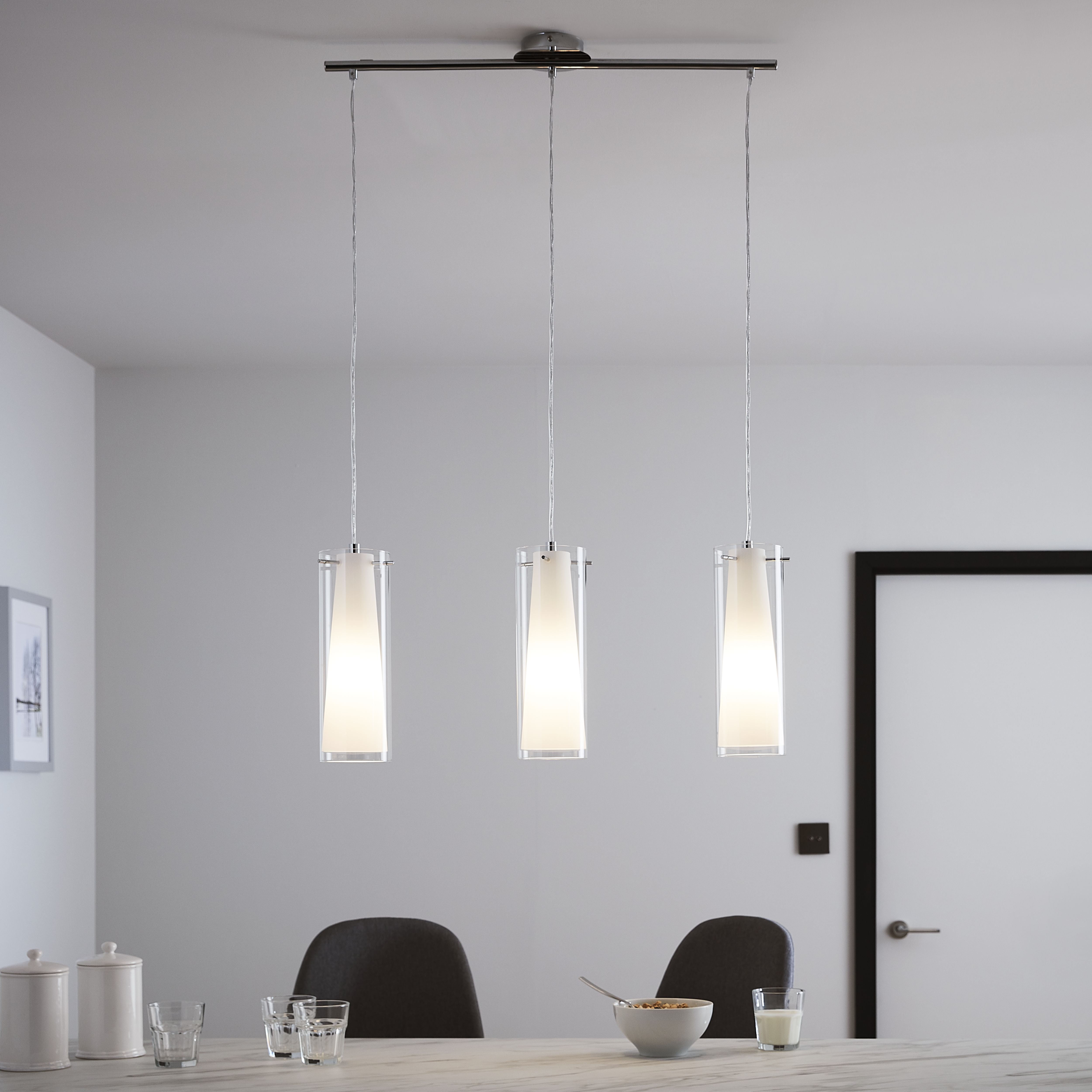 Dimonika White Chrome effect 3 Lamp Pendant ceiling light, (Dia)110mm