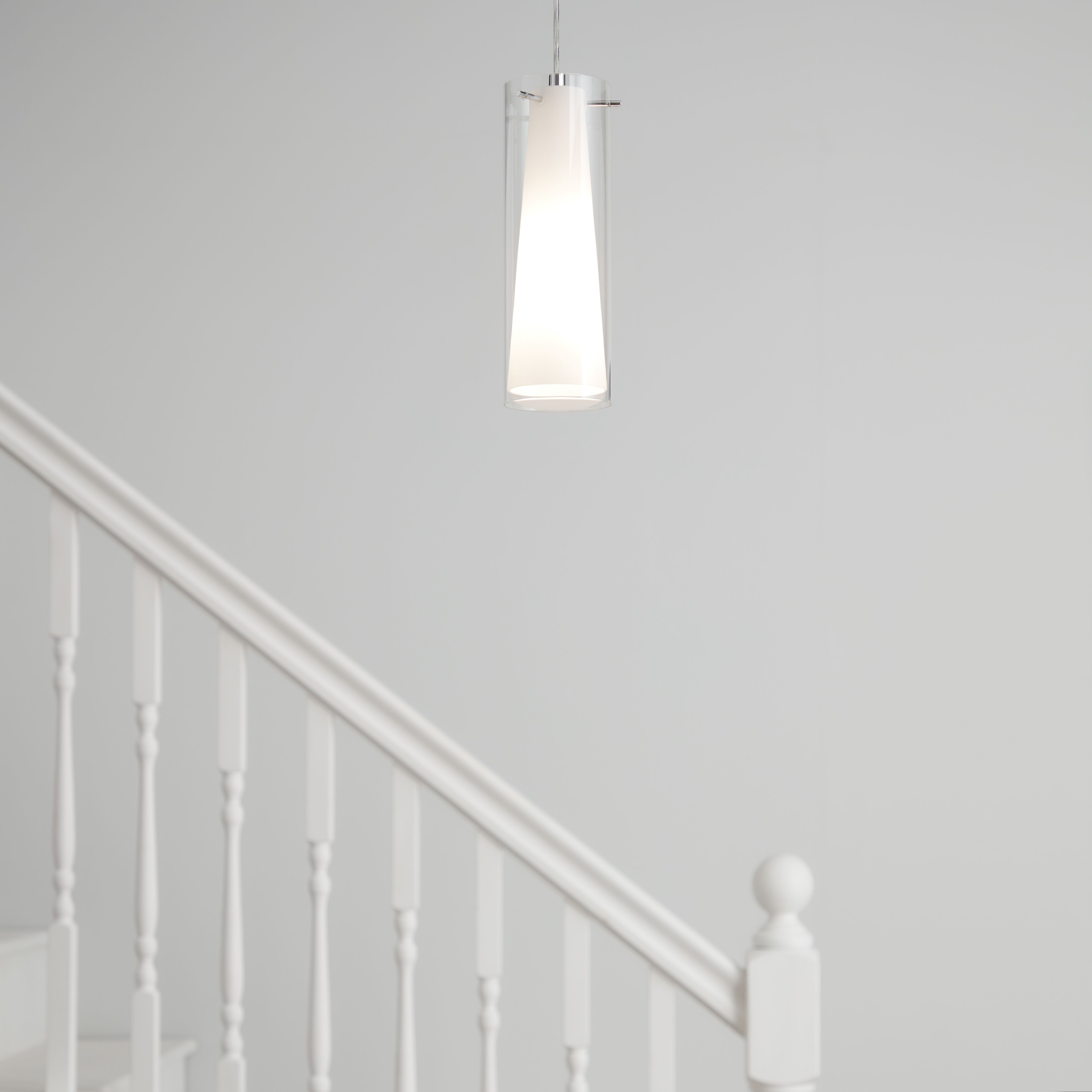 Dimonika White Chrome effect Pendant ceiling light, (Dia)110mm