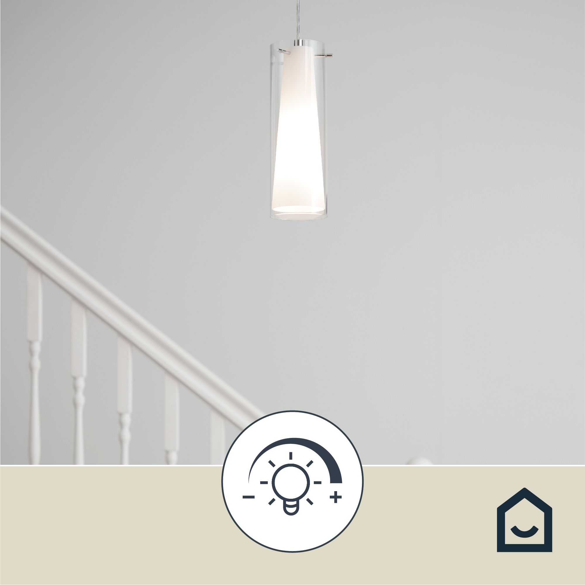 Dimonika White Chrome effect Pendant ceiling light, (Dia)110mm