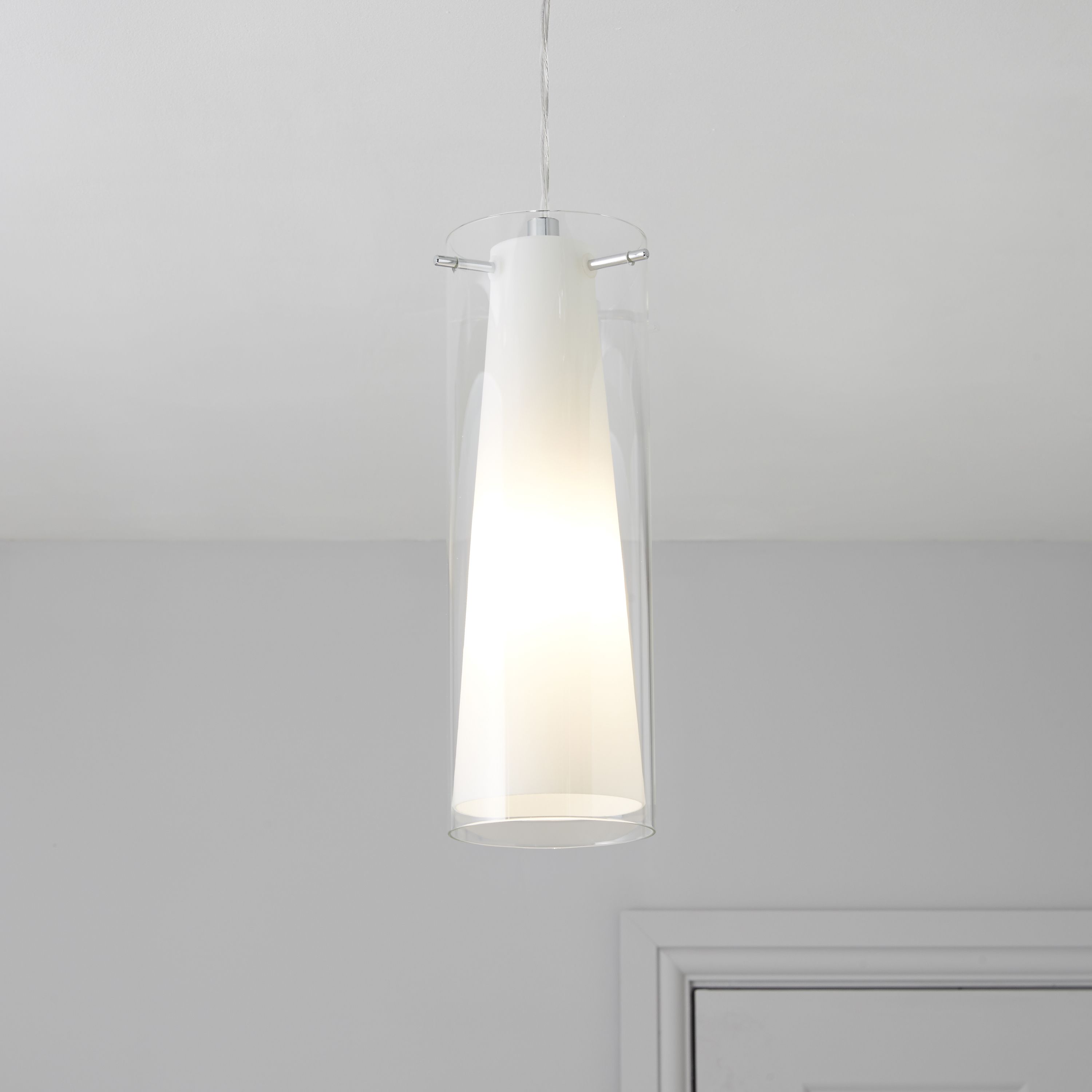 Dimonika White Chrome effect Pendant ceiling light, (Dia)110mm