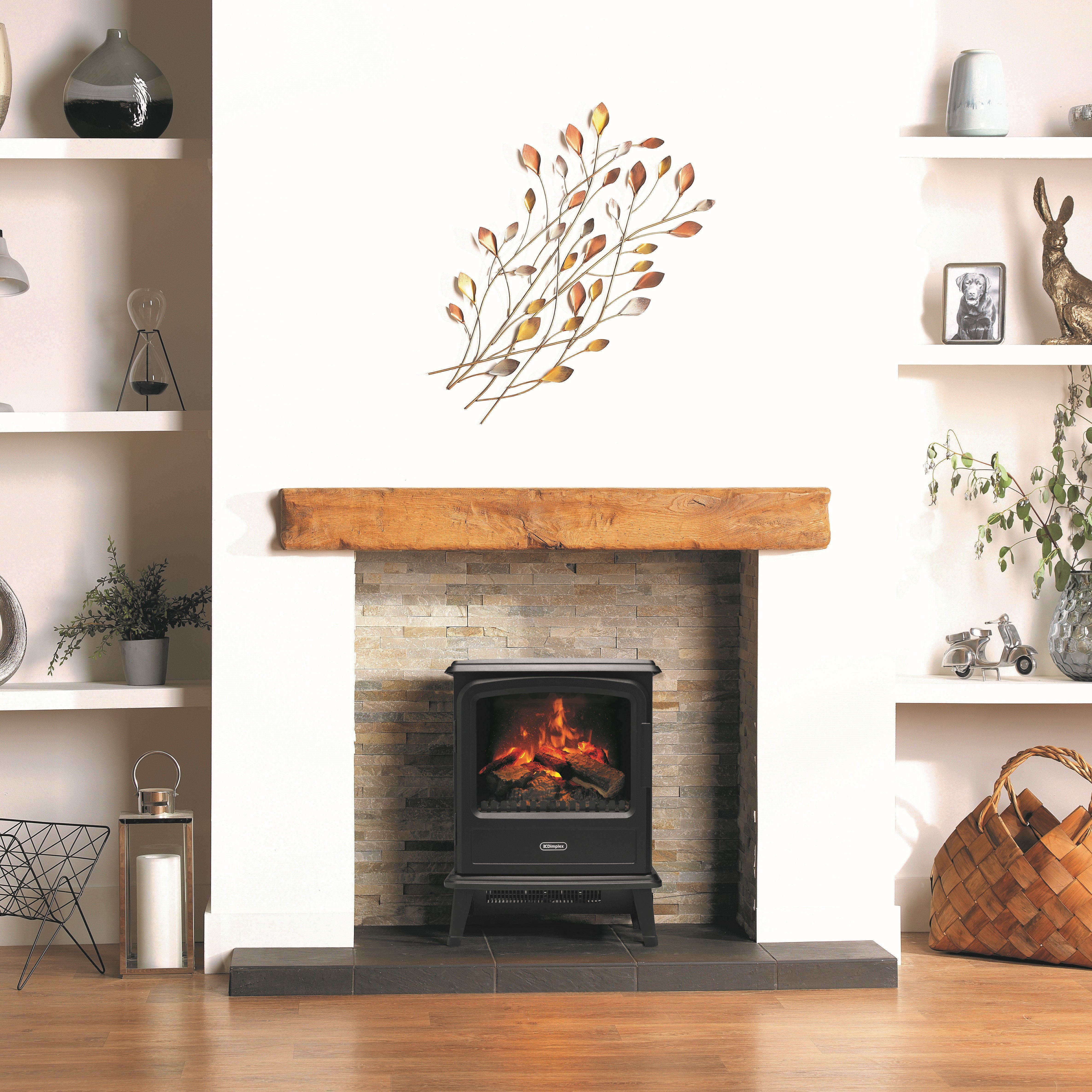 Dimplex Evandale 2000W Matt Black Cast iron effect Electric Stove
