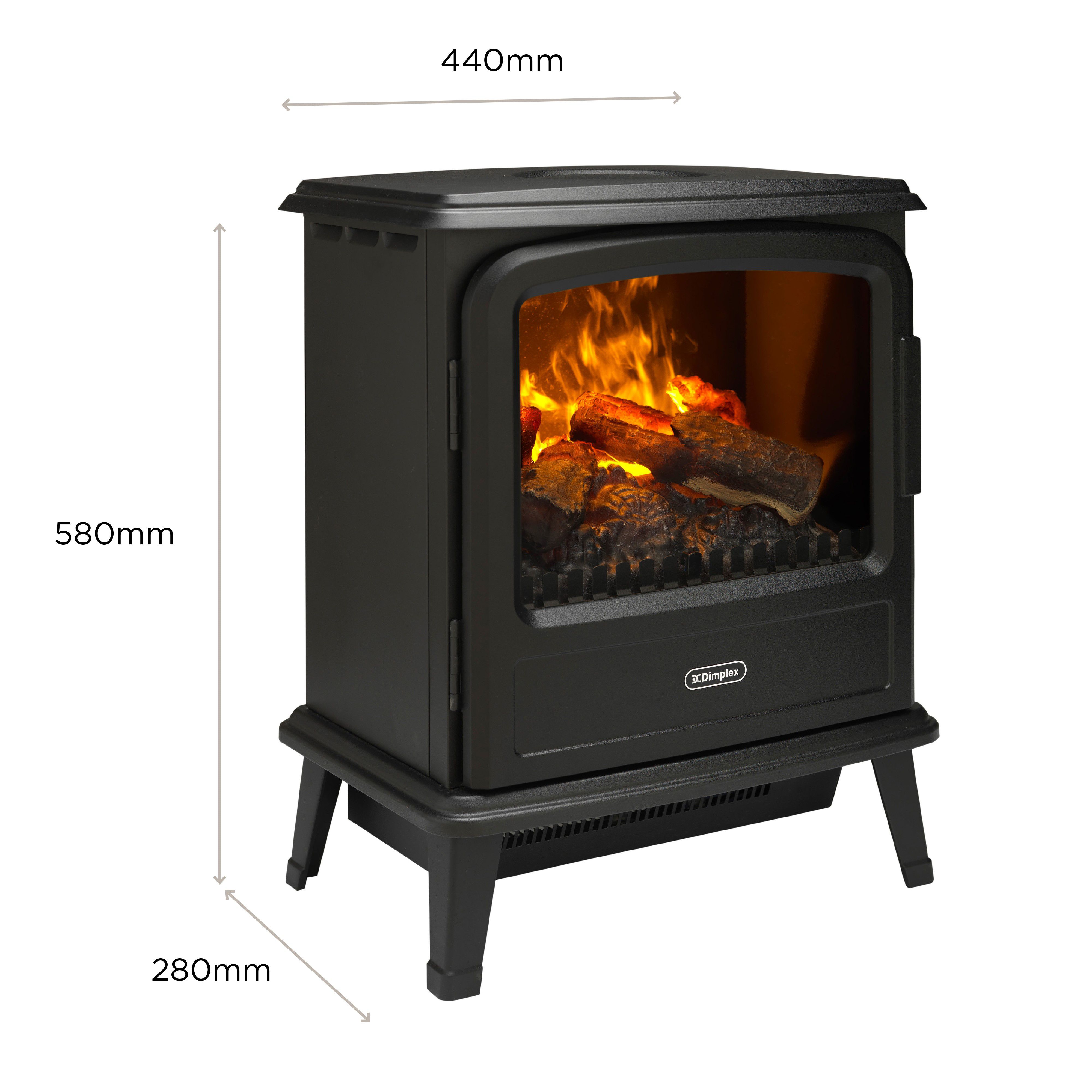 Dimplex Evandale 2000W Matt Black Cast iron effect Electric Stove
