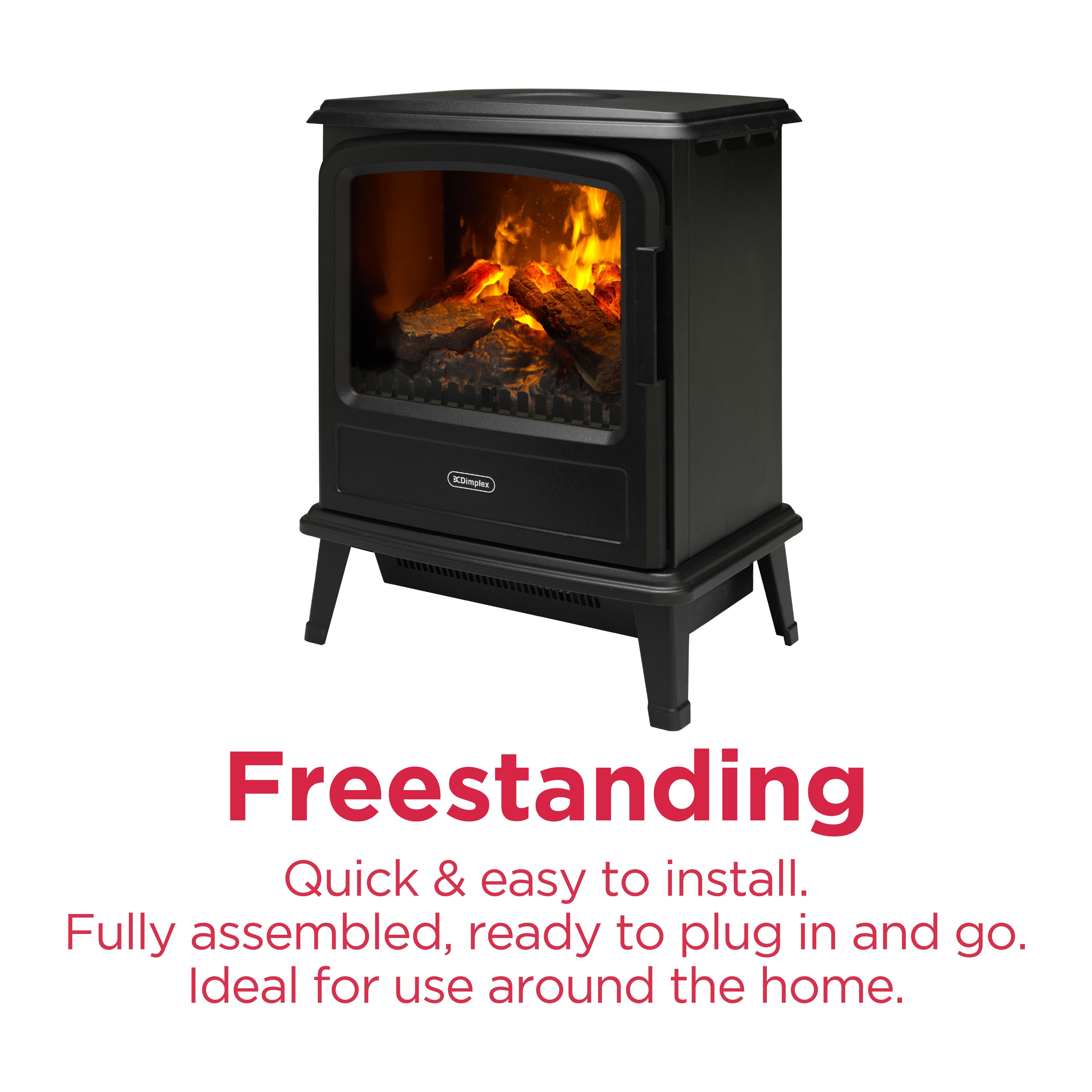 Dimplex Evandale 2000W Matt Black Cast iron effect Electric Stove