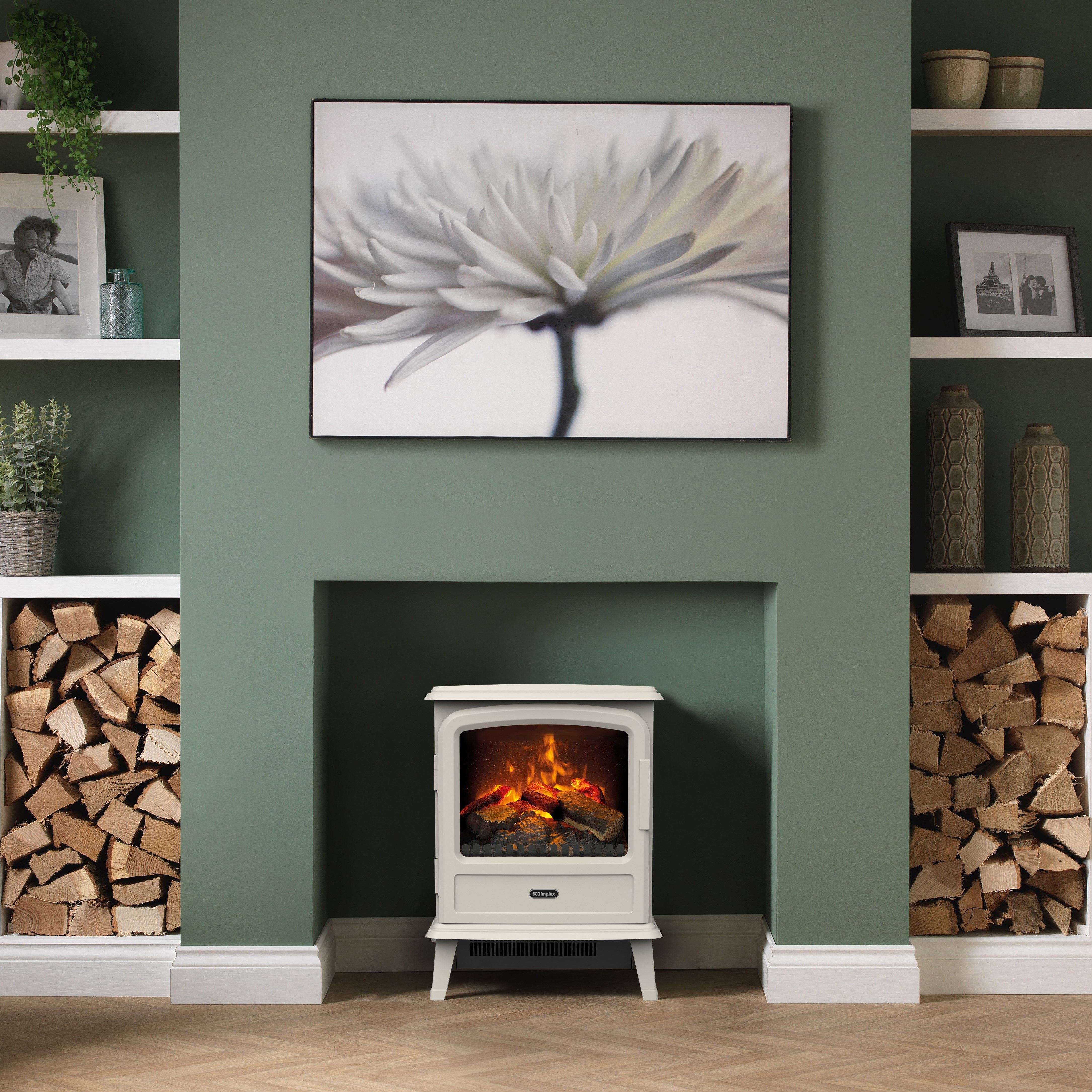 Dimplex Evandale 2000W Matt Pebble Cast iron effect Electric Stove