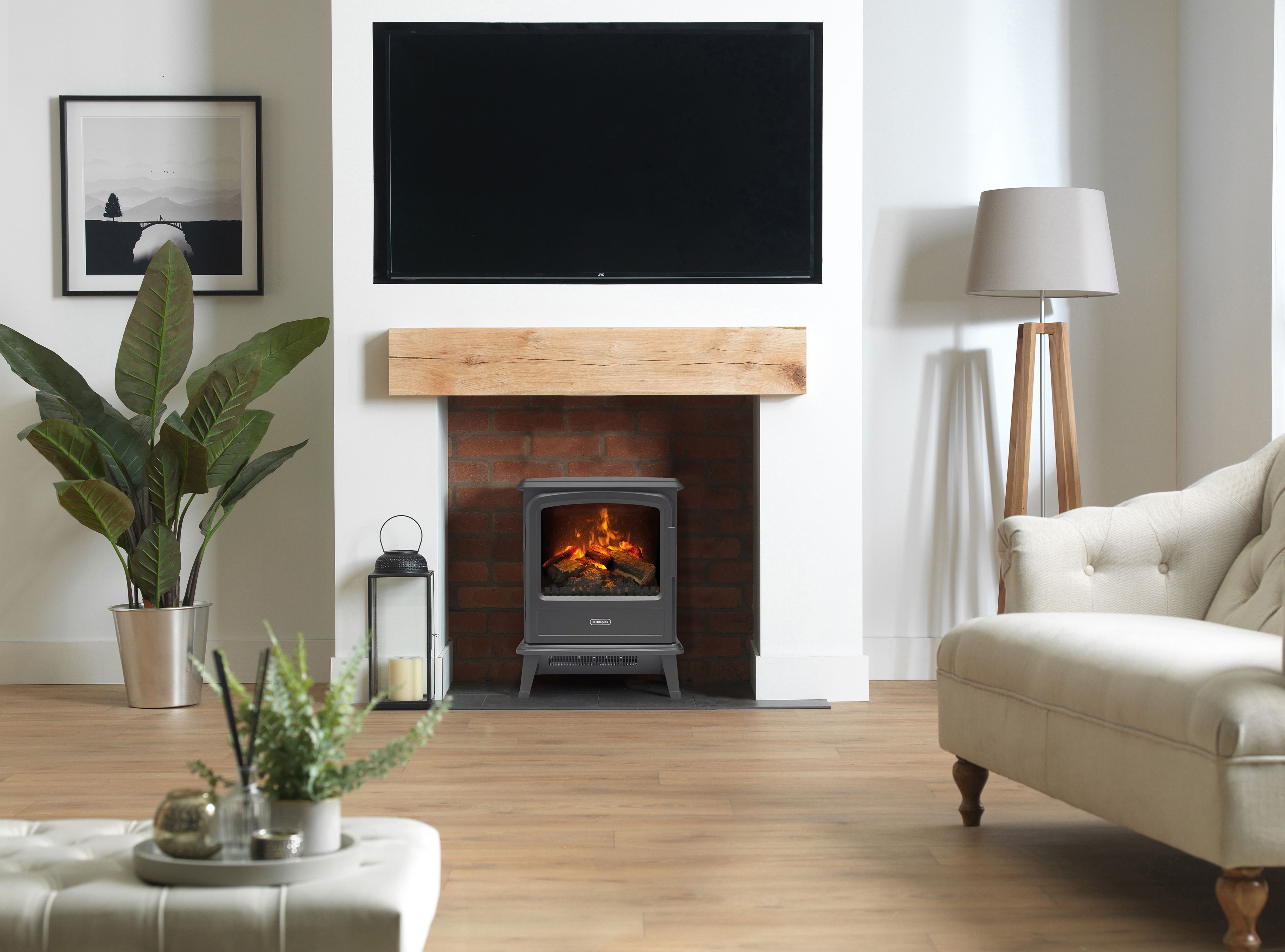 Dimplex Evandale 2000W Matt Slate grey Cast iron effect Electric Stove