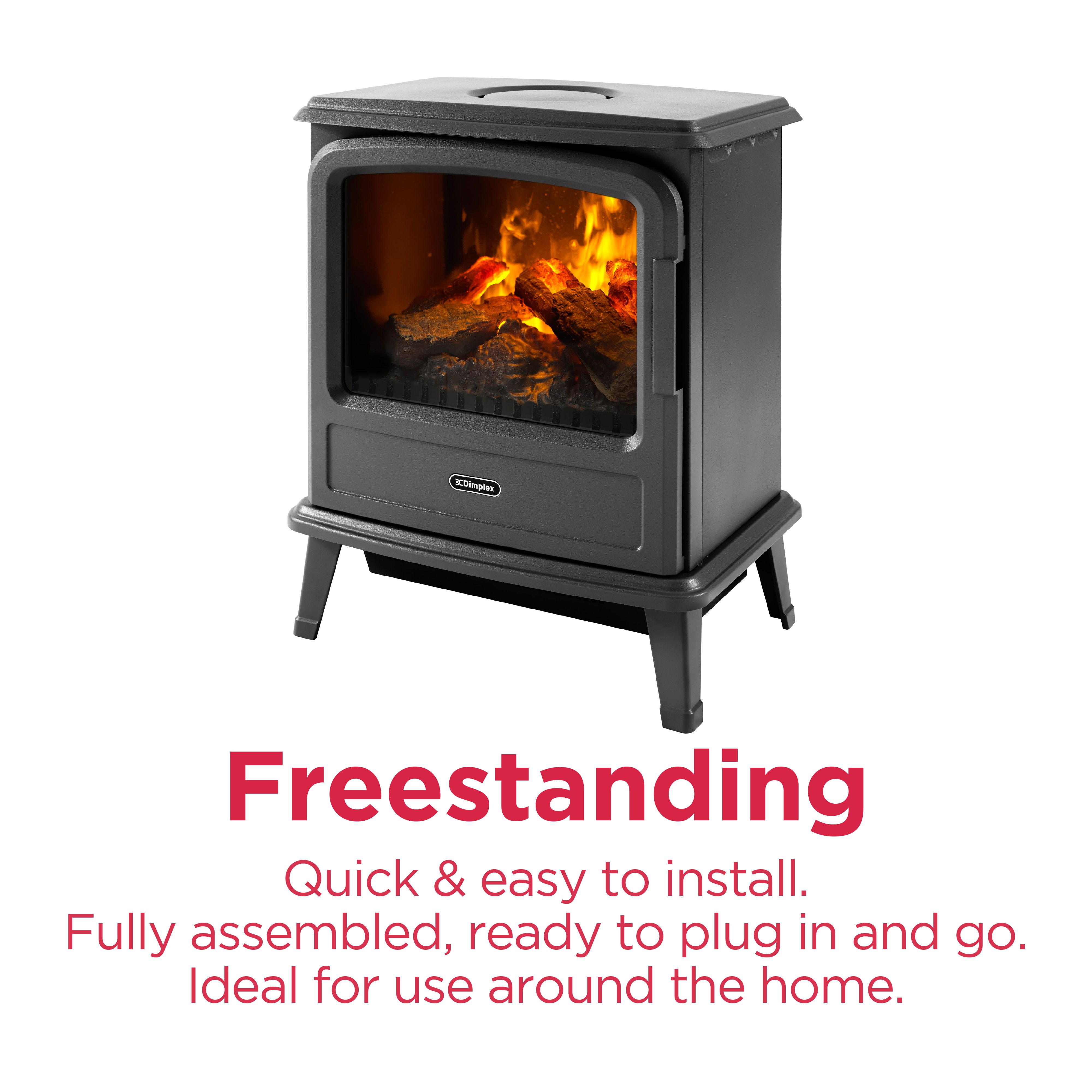 Dimplex Evandale 2000W Matt Slate grey Cast iron effect Electric Stove