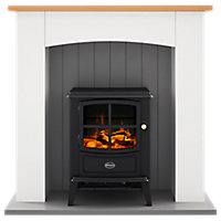 Dimplex Oakmead optiflame White & grey Ivory effect Electric LCD electric stove suite