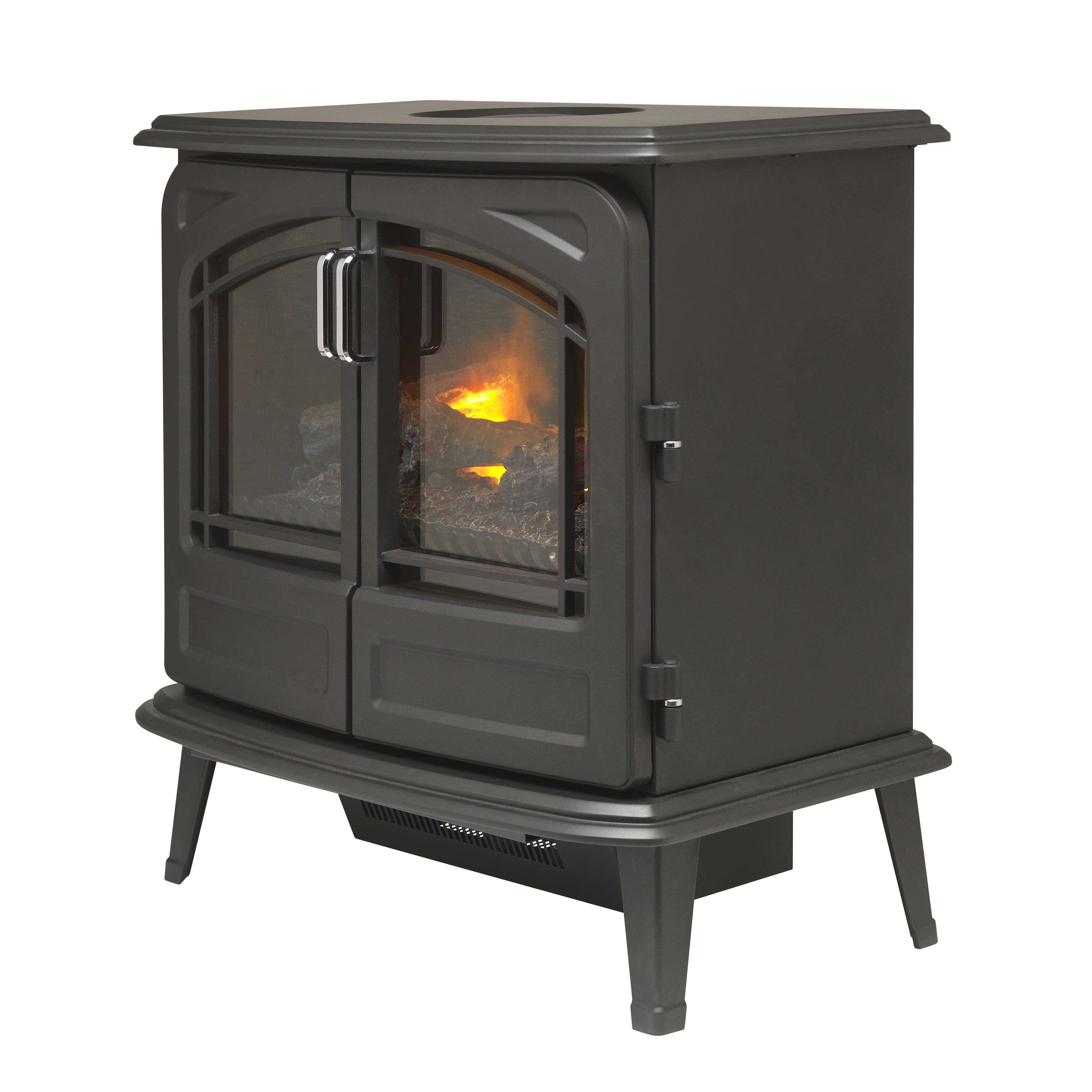 Dimplex Optimyst 2000W Matt Black Cast iron effect Electric Stove (H)660mm (W)620mm