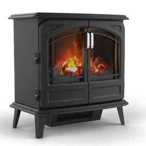 Dimplex Optimyst 2000W Matt Black Cast iron effect Electric Stove (H)660mm (W)620mm