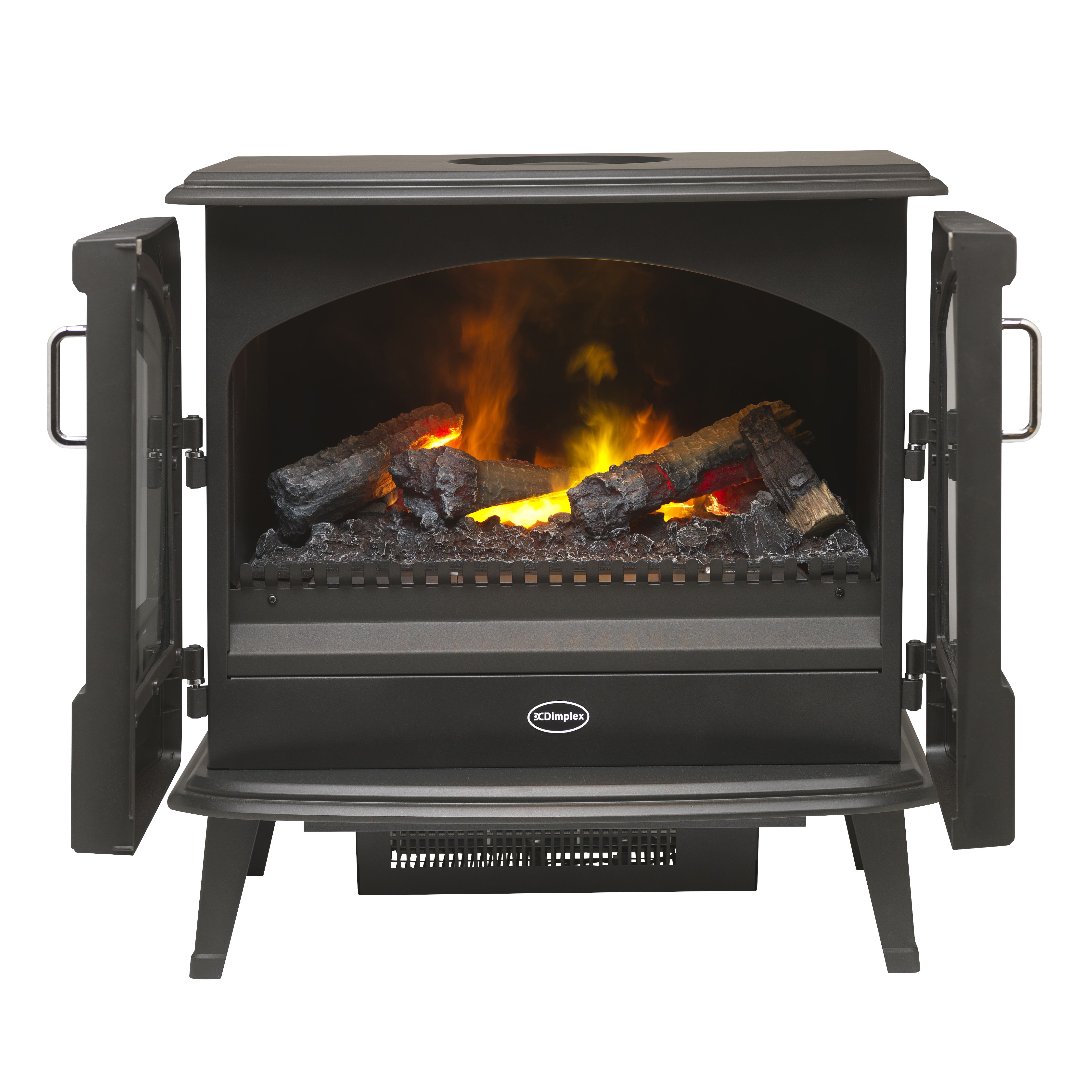 Dimplex Optimyst 2000W Matt Black Cast iron effect Electric Stove (H)660mm (W)620mm