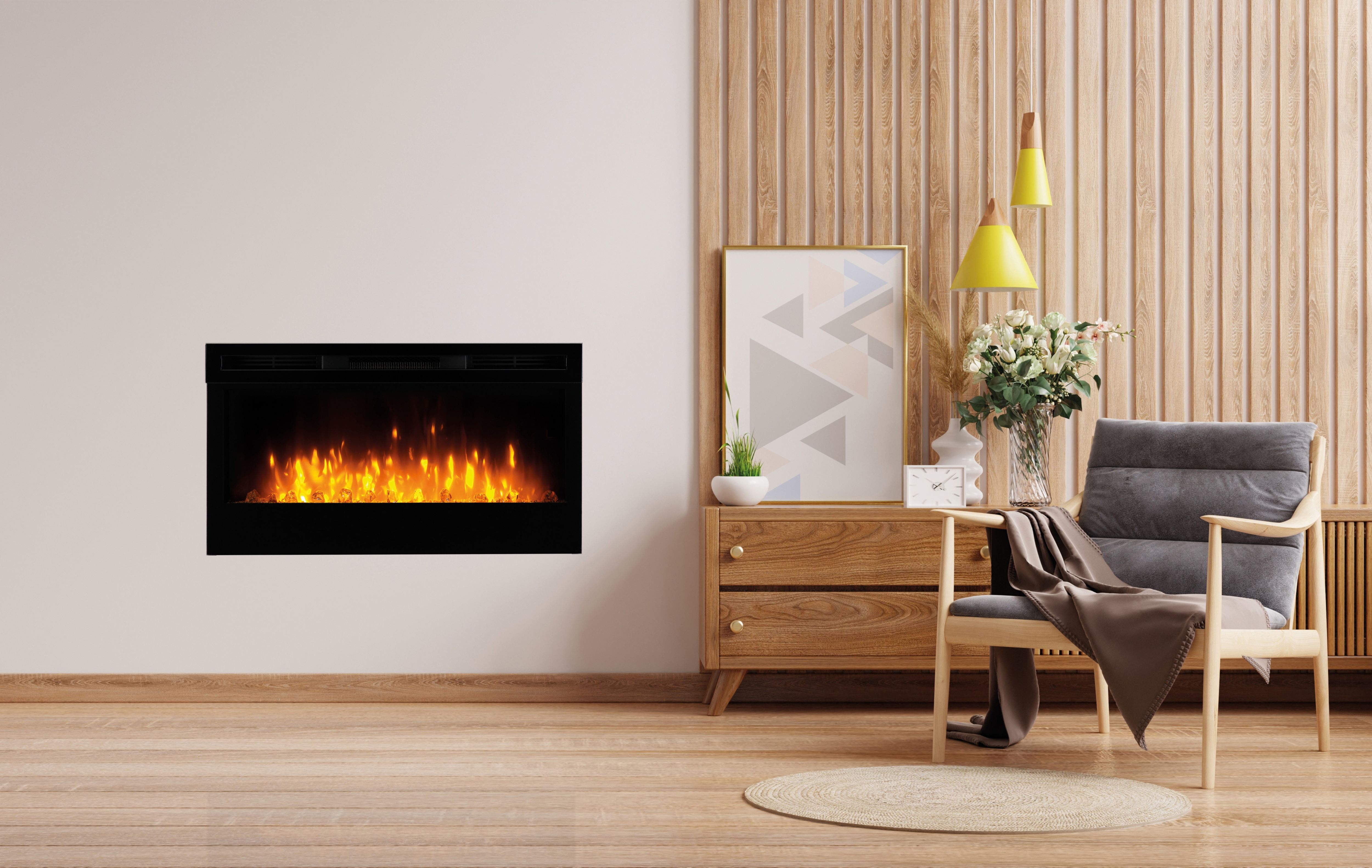Dimplex Prism 34 1.1kW Gloss Black Glass effect Electric Fire