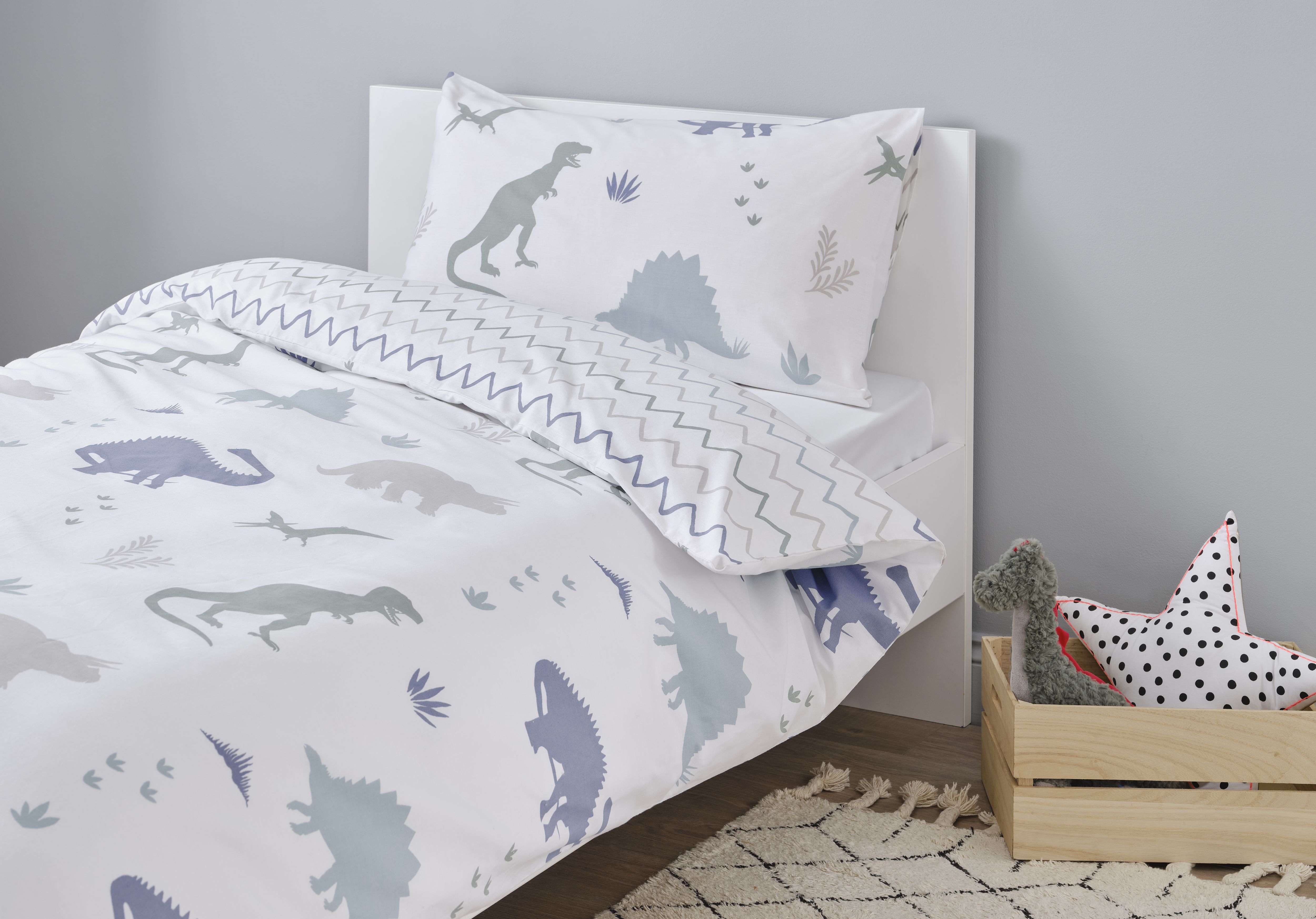 Dinosaur Multicolour Single Duvet cover & pillow case set