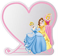 Disney Multicolour Heart Princess Frameless Unframed mirror (H)30cm (W)30cm