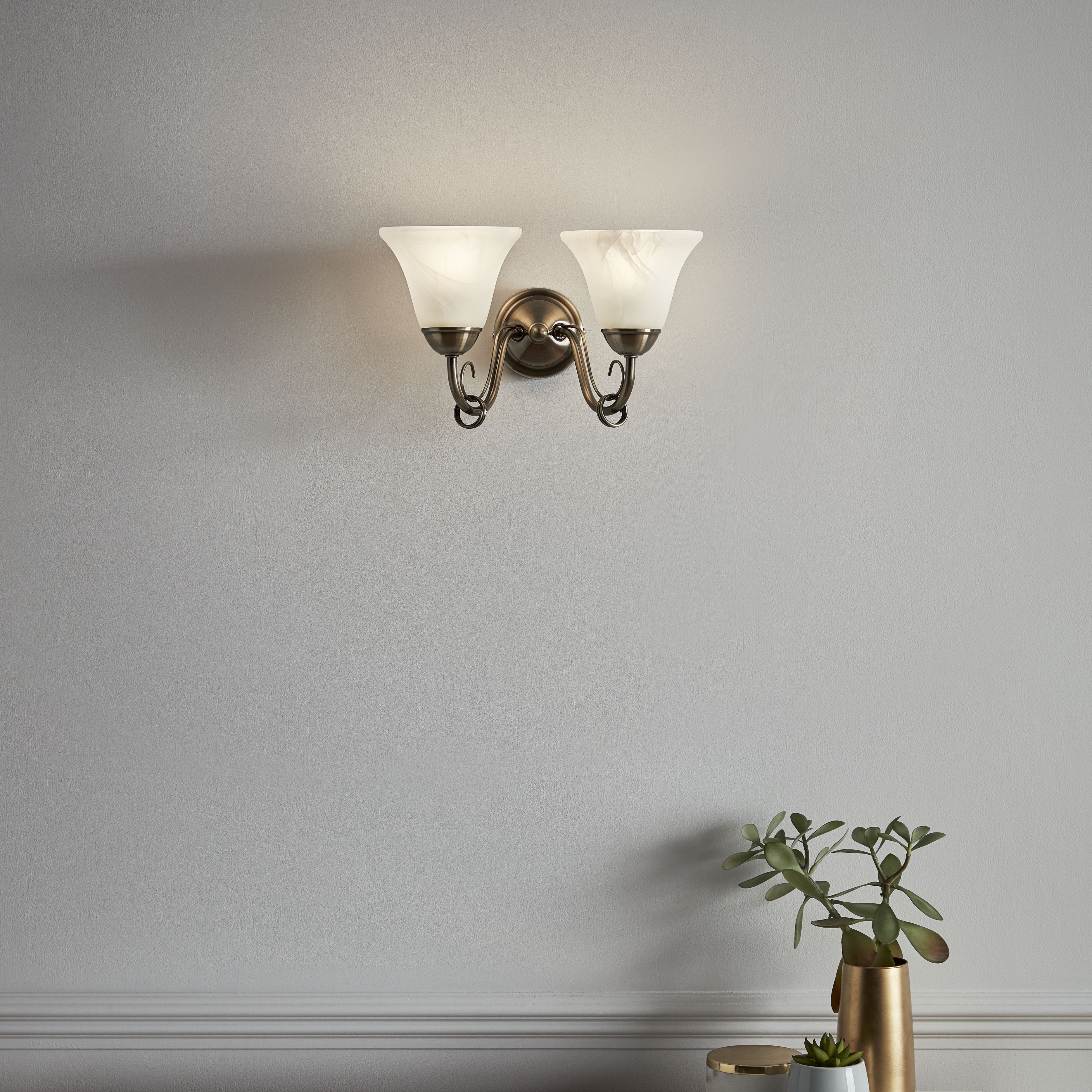 Dives Antique brass effect Double Wall light