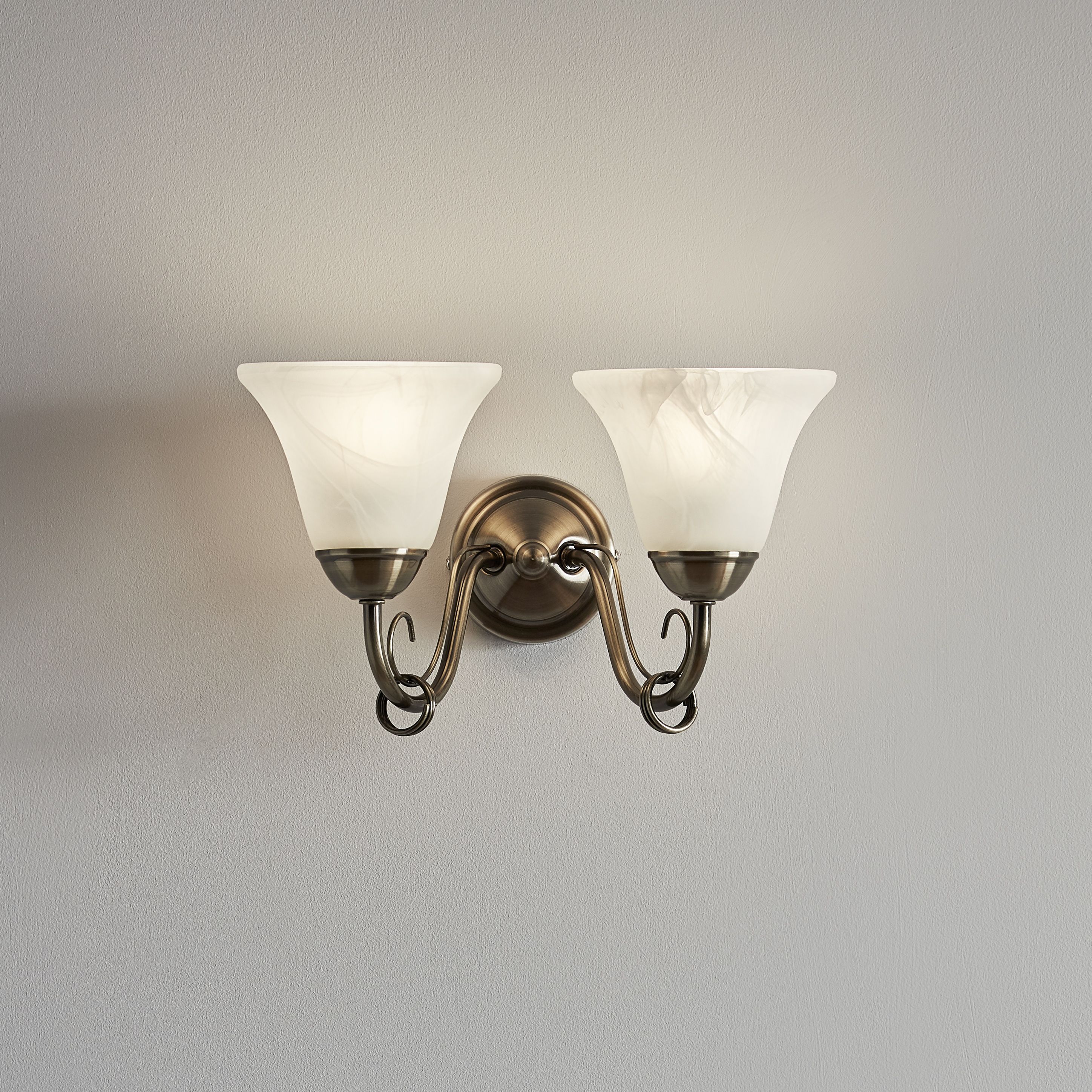 Dives Antique brass effect Double Wall light