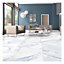 Dolore White+Blue Gloss Marble effect Porcelain Wall & floor Tile, Pack of 3, (L)600mm (W)600mm