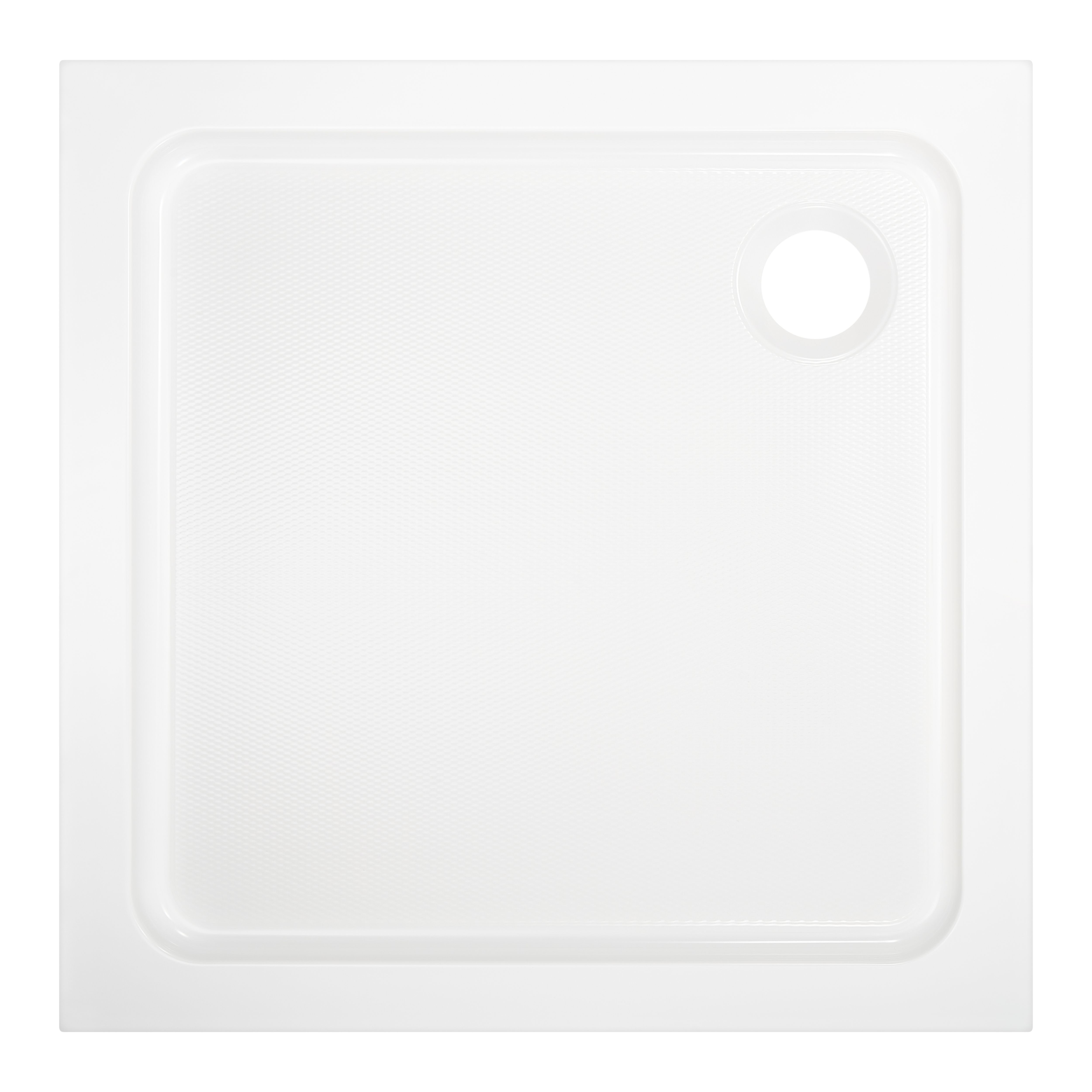 Dommel Gloss White Square Corner drain Shower tray (L)70cm (W)70cm (H)15cm
